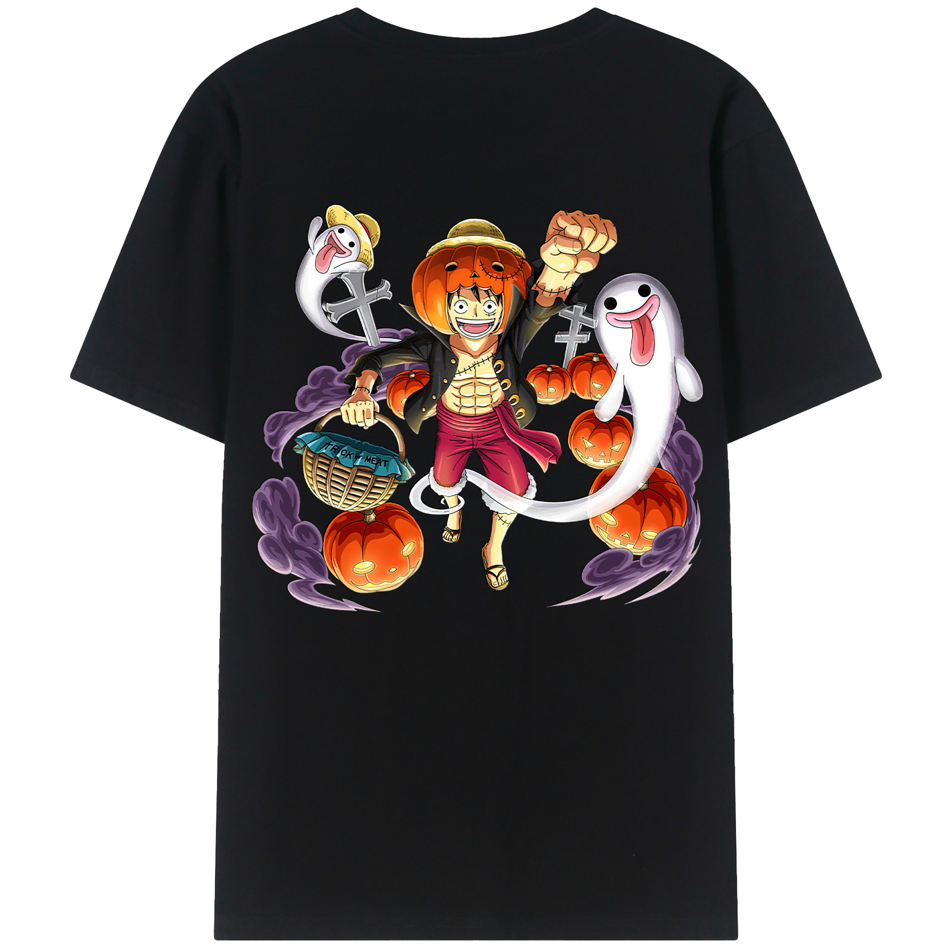 ワンピース モンキー・D・ルフィ ONE PIECE Monkey D. Luffy 綿100％ メンズ半袖Tシャツ（バックプリント） 通気性