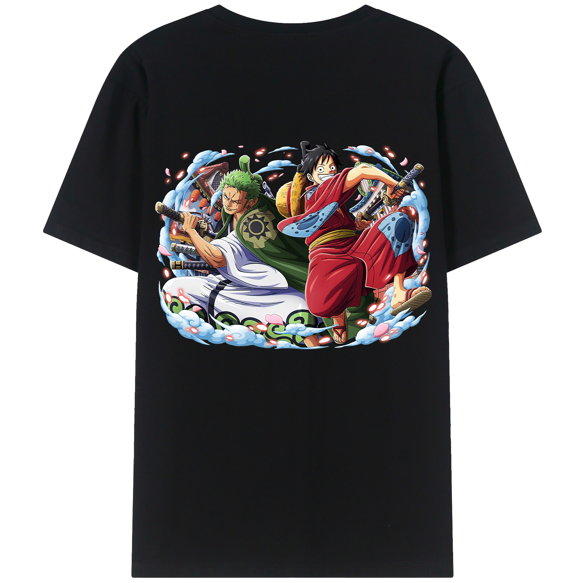 ワンピース モンキー・D・ルフィ ONE PIECE Monkey D. Luffy 綿100％ メンズ半袖Tシャツ（バックプリント） 通気性