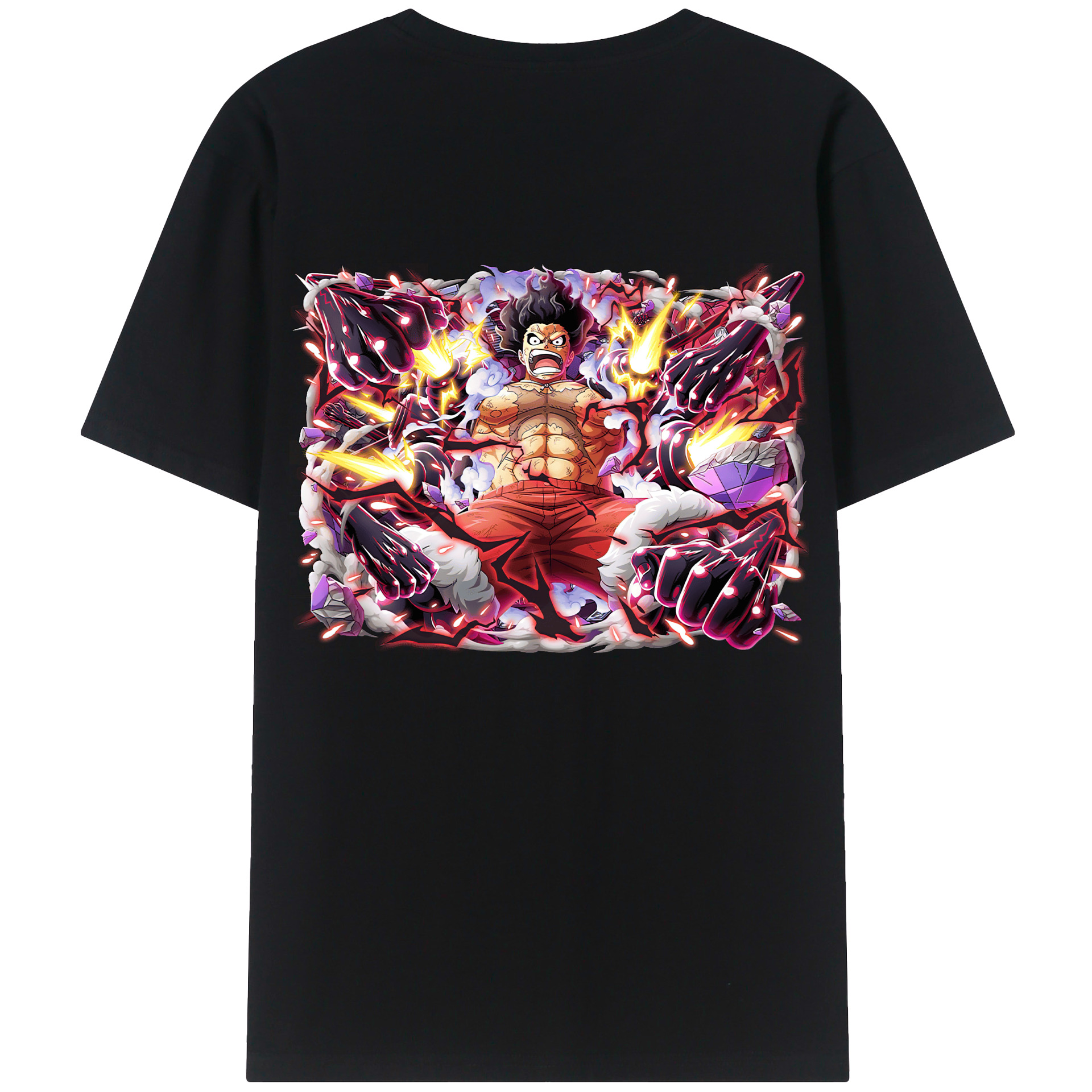 ワンピース モンキー・D・ルフィ ONE PIECE Monkey D. Luffy 綿100％ メンズ半袖Tシャツ（バックプリント） 通気性