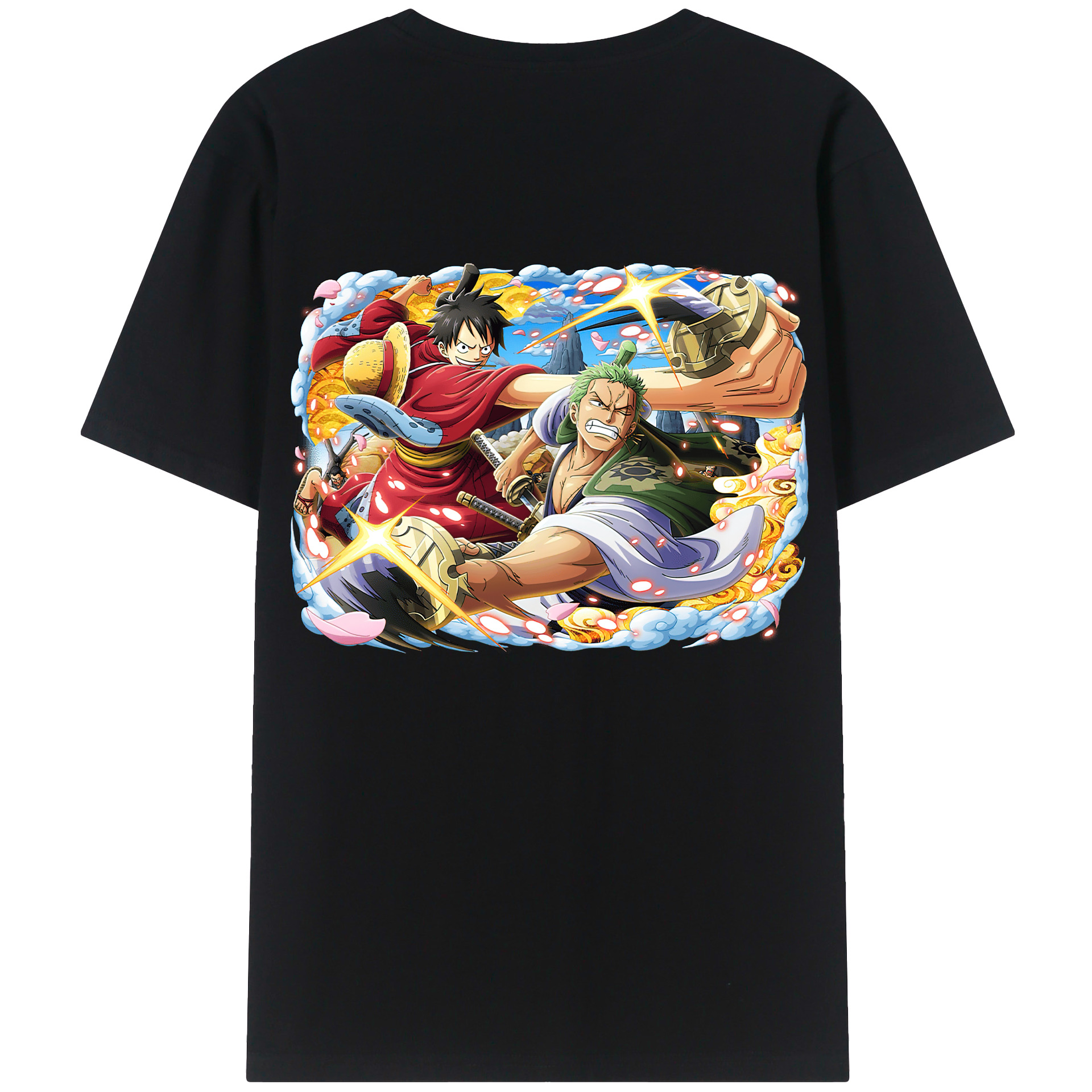 ワンピース モンキー・D・ルフィ ONE PIECE Monkey D. Luffy 綿100％ メンズ半袖Tシャツ（バックプリント） 通気性