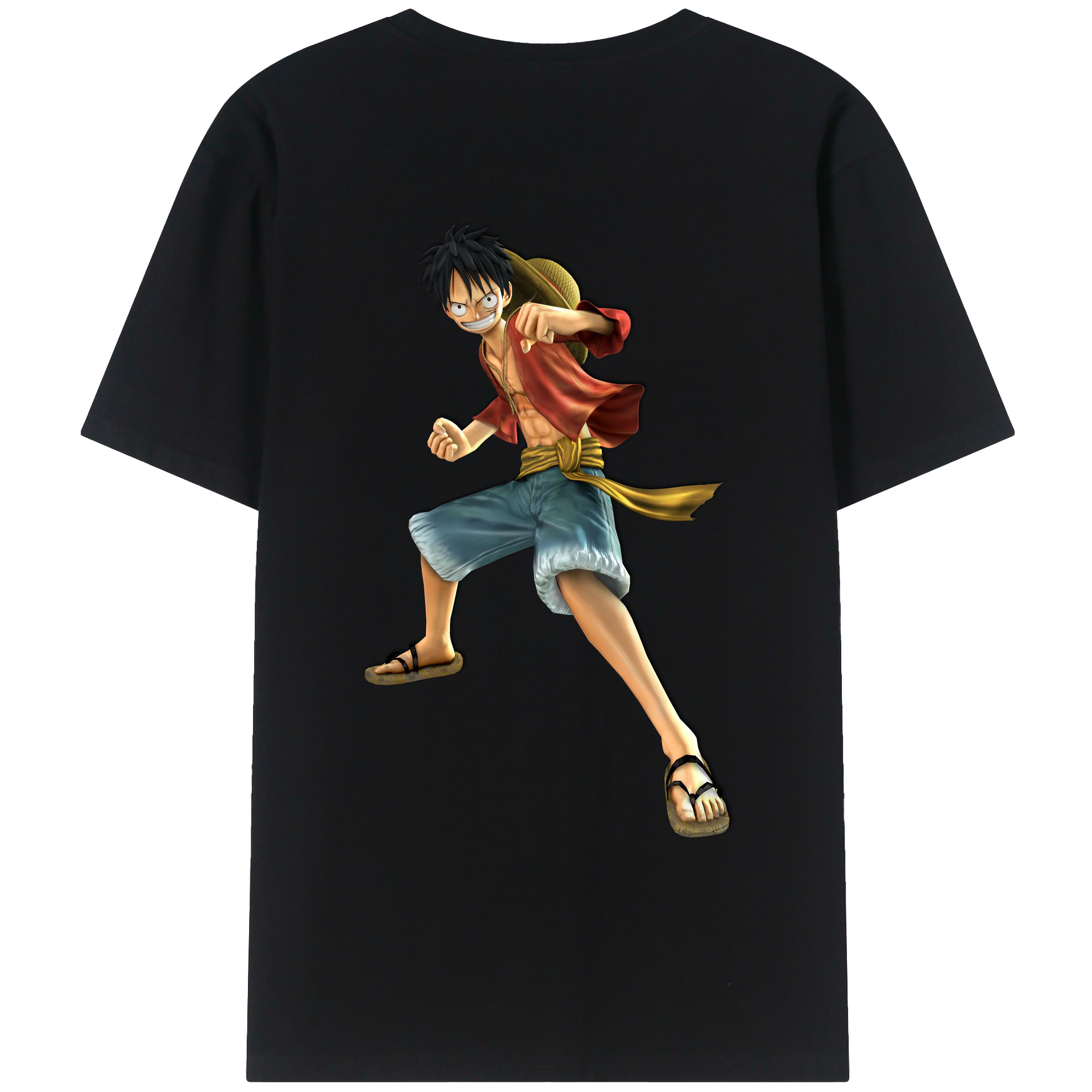 ワンピース モンキー・D・ルフィ ONE PIECE Monkey D. Luffy 綿100％ メンズ半袖Tシャツ（バックプリント） 通気性