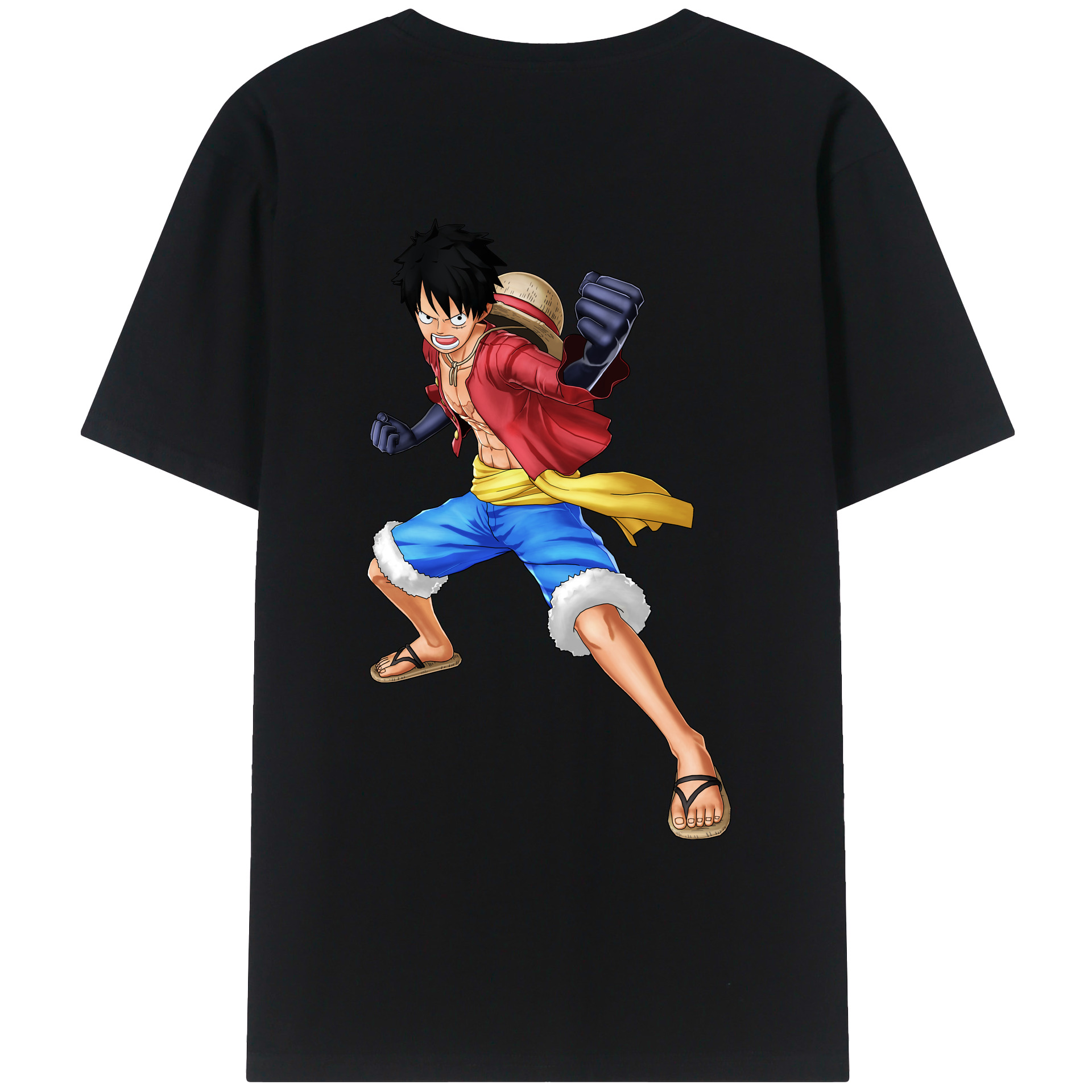 ワンピース モンキー・D・ルフィ ONE PIECE Monkey D. Luffy 綿100％ メンズ半袖Tシャツ（バックプリント） 通気性