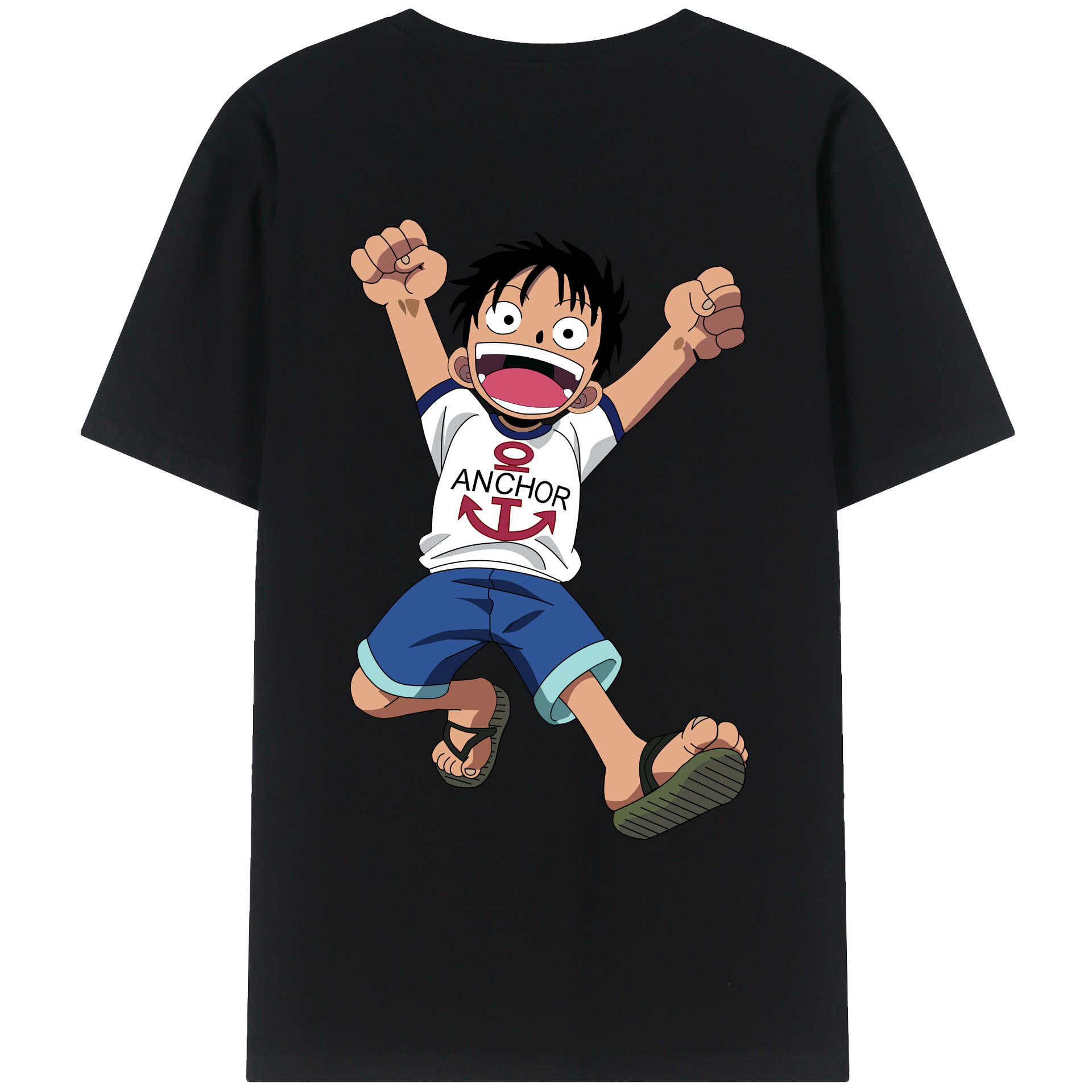 ワンピース モンキー・D・ルフィ ONE PIECE Monkey D. Luffy 綿100％ メンズ半袖Tシャツ（バックプリント） 通気性