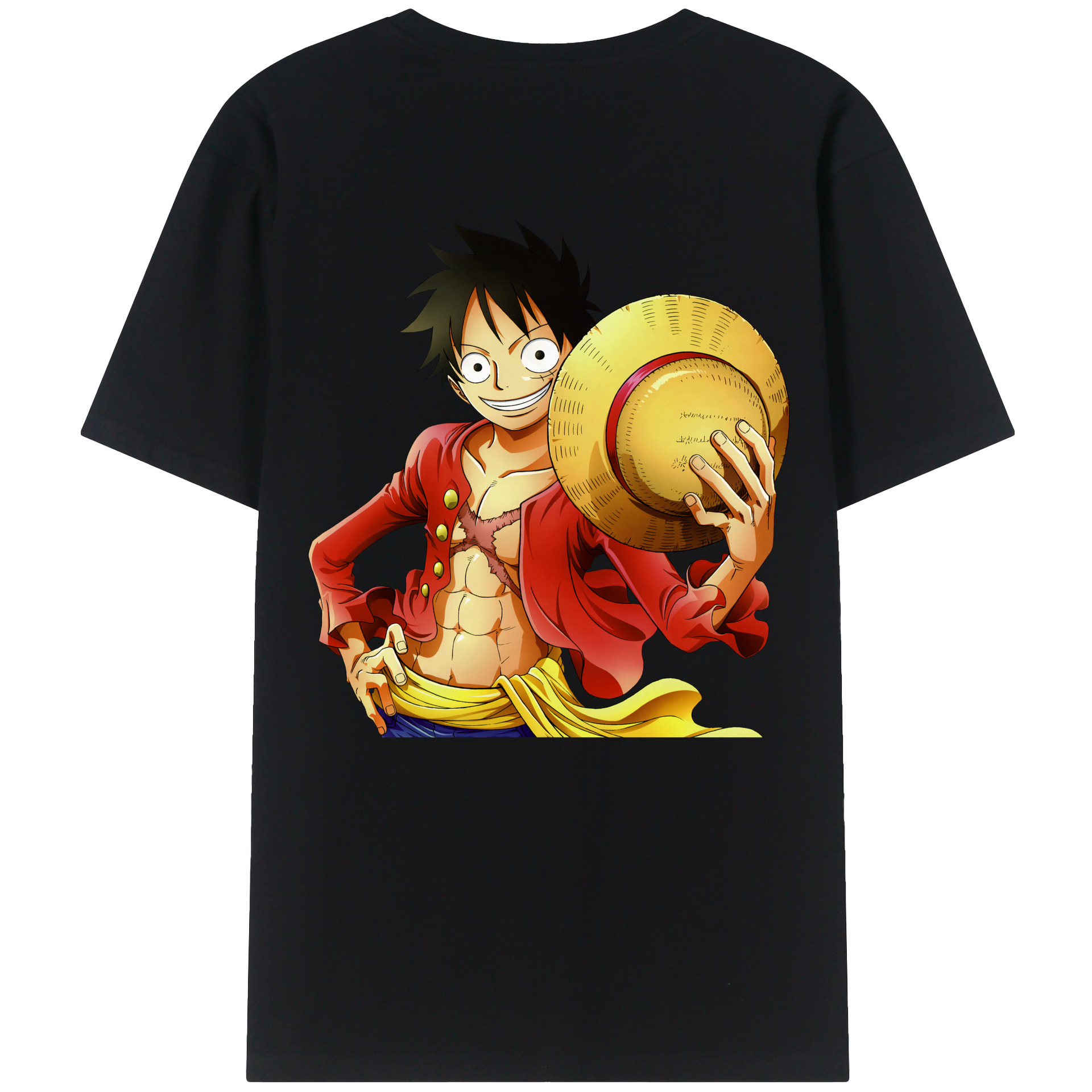 ワンピース モンキー・D・ルフィ ONE PIECE Monkey D. Luffy 綿100％ メンズ半袖Tシャツ（バックプリント） 通気性