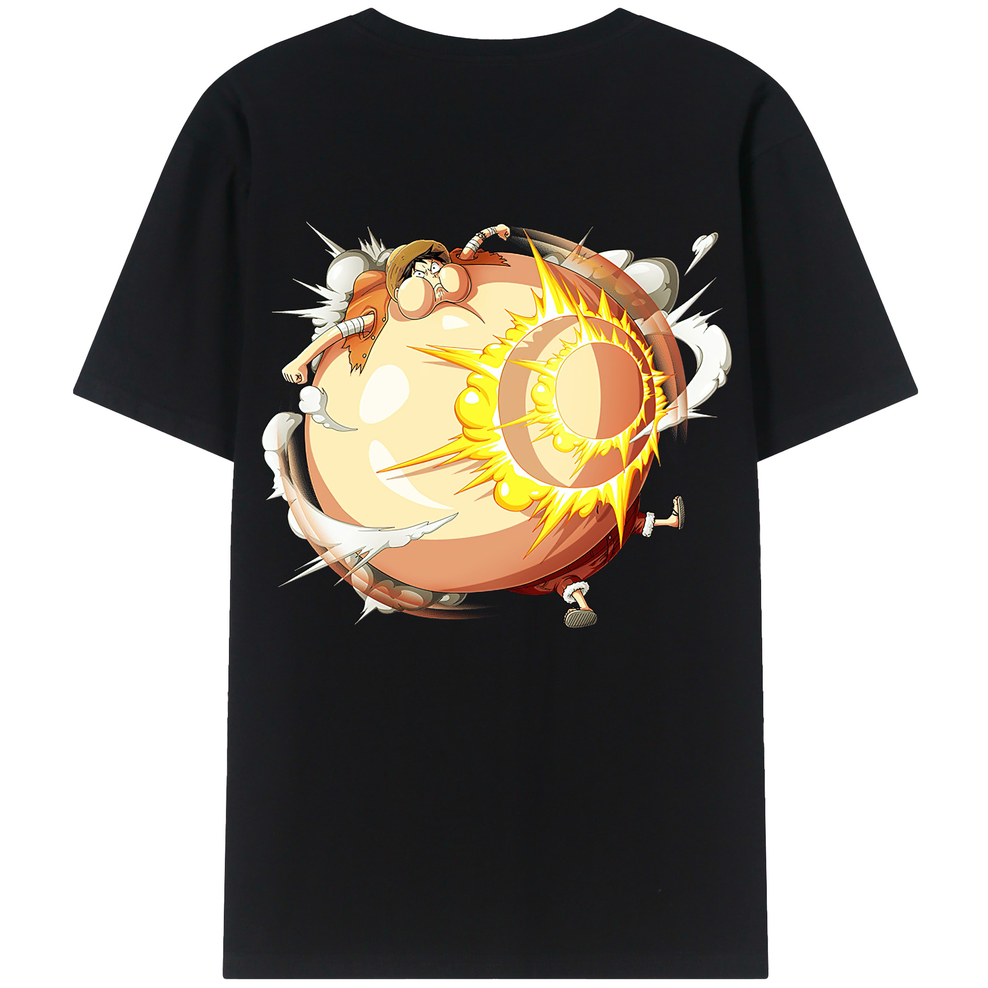 （画像用） ワンピース モンキー・D・ルフィ ONE PIECE Monkey D. Luffy 綿100％ メンズ半袖Tシャツ（バックプリント） 通気性