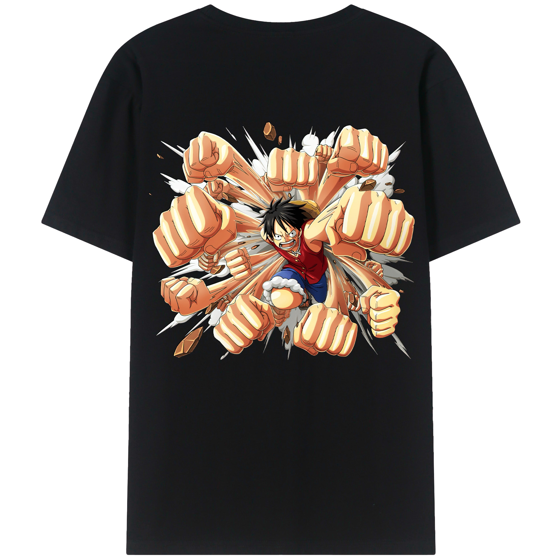 （画像用） ワンピース モンキー・D・ルフィ ONE PIECE Monkey D. Luffy 綿100％ メンズ半袖Tシャツ（バックプリント） 通気性