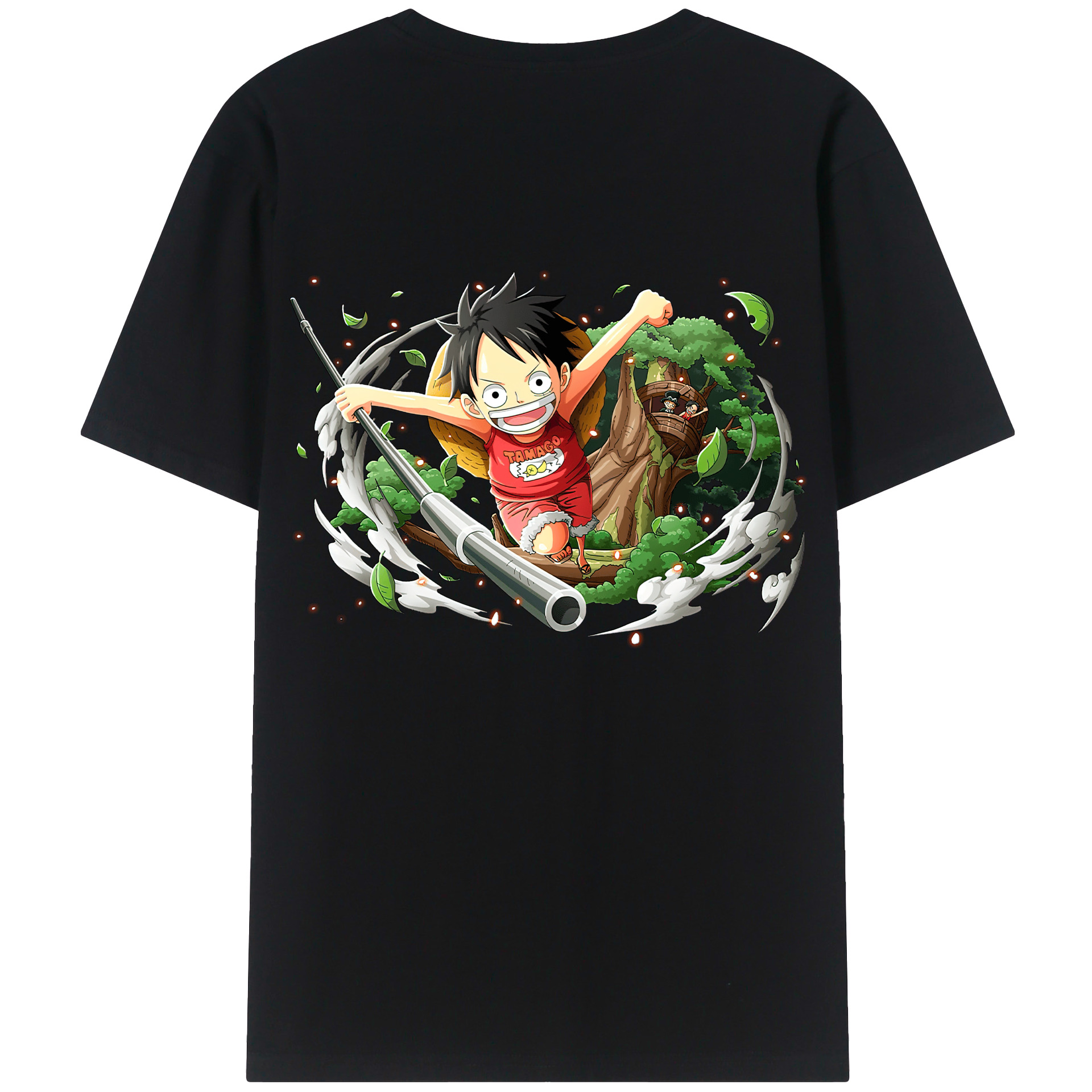 ワンピース モンキー・D・ルフィ ONE PIECE Monkey D. Luffy 綿100％ メンズ半袖Tシャツ（バックプリント） 通気性
