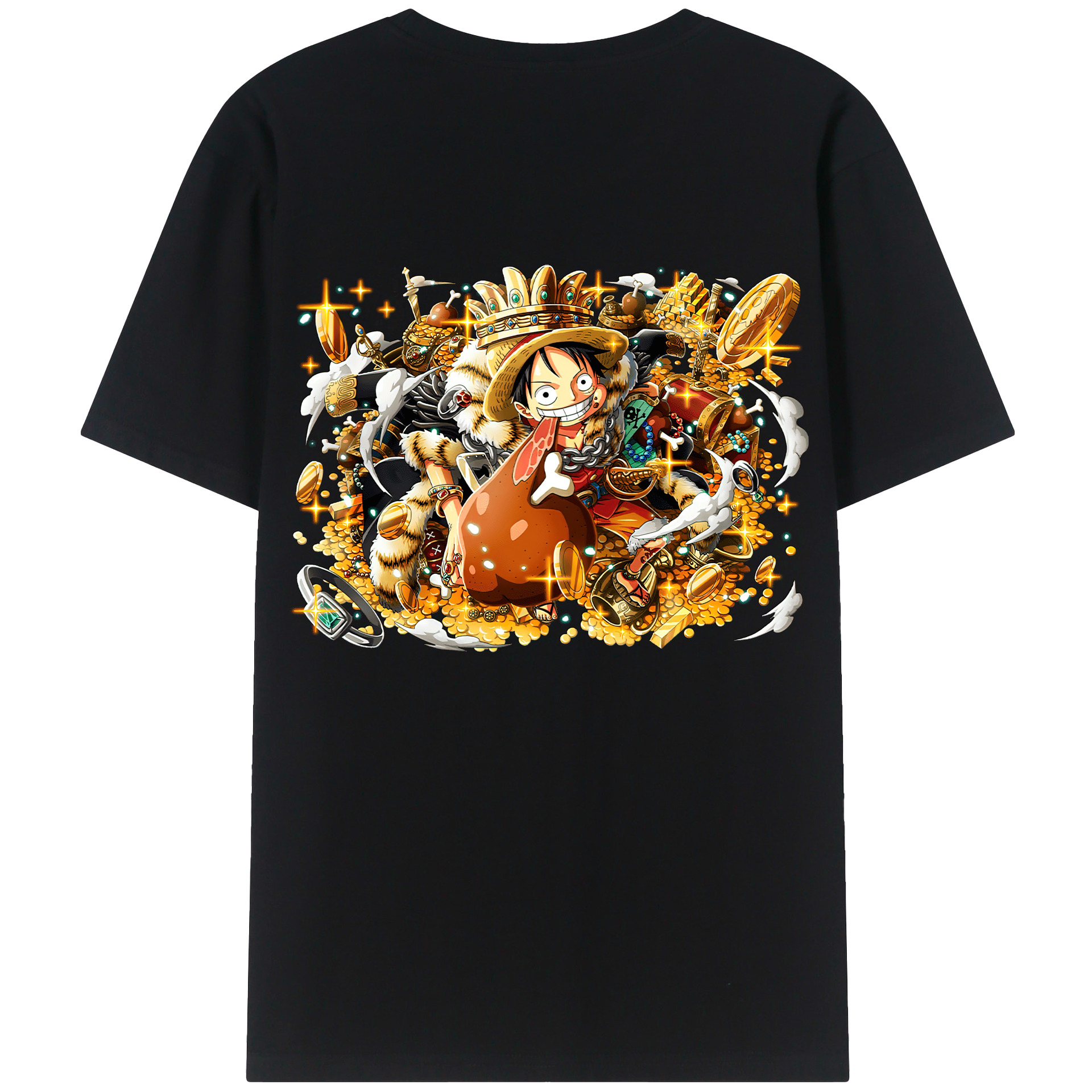ワンピース モンキー・D・ルフィ ONE PIECE Monkey D. Luffy 綿100％ メンズ半袖Tシャツ（バックプリント） 通気性