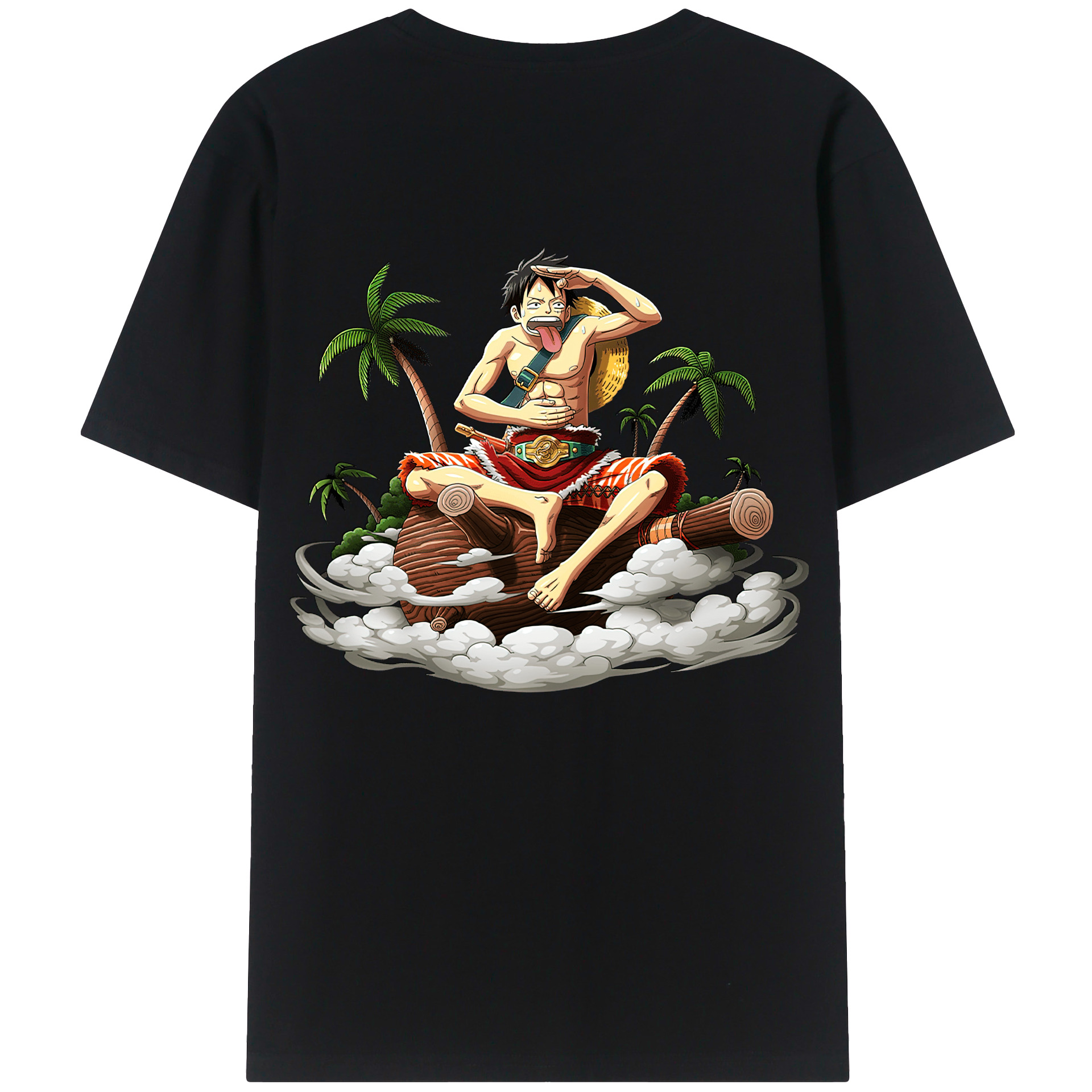 ワンピース モンキー・D・ルフィ ONE PIECE Monkey D. Luffy 綿100％ メンズ半袖Tシャツ（バックプリント） 通気性