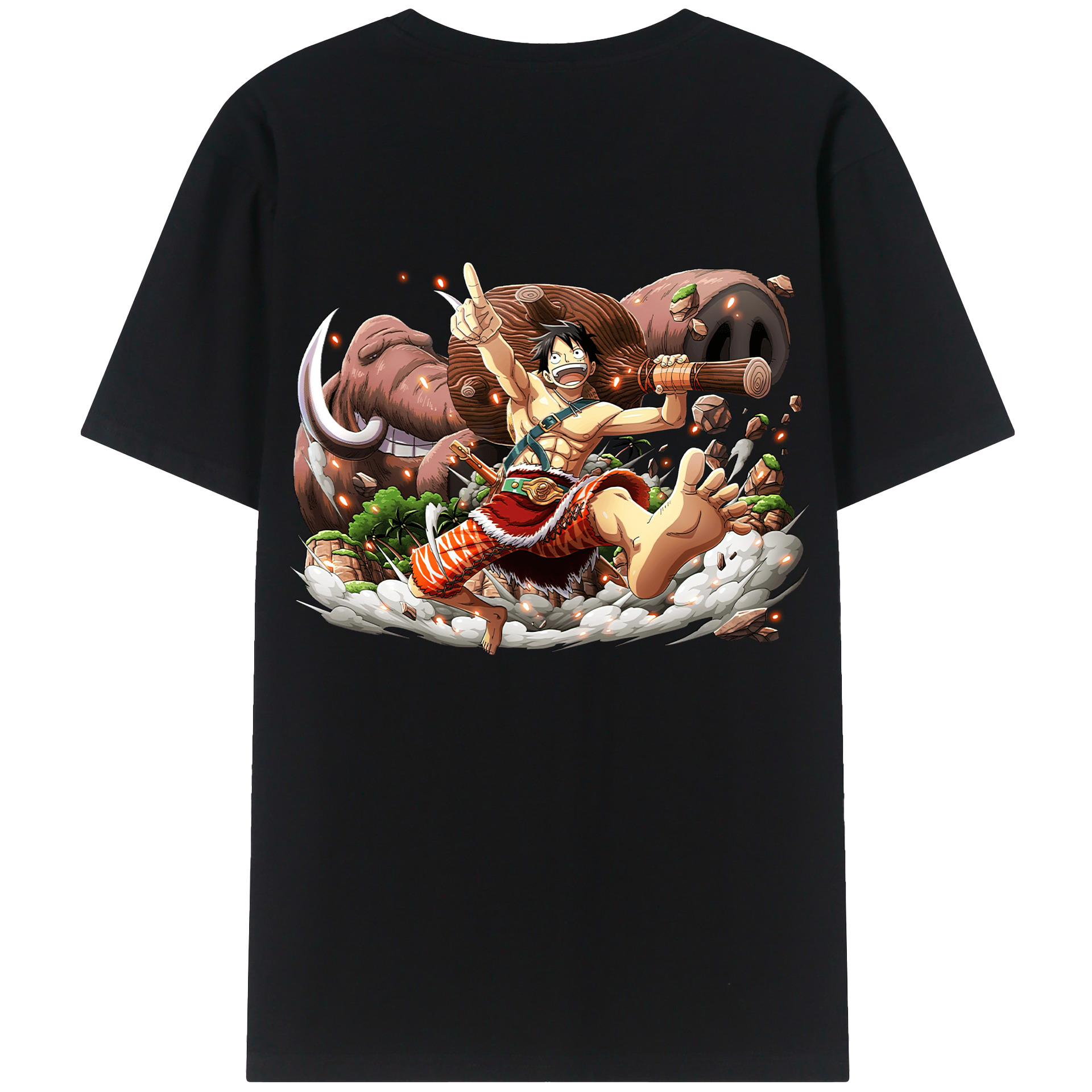 ワンピース モンキー・D・ルフィ ONE PIECE Monkey D. Luffy 綿100％ メンズ半袖Tシャツ（バックプリント） 通気性