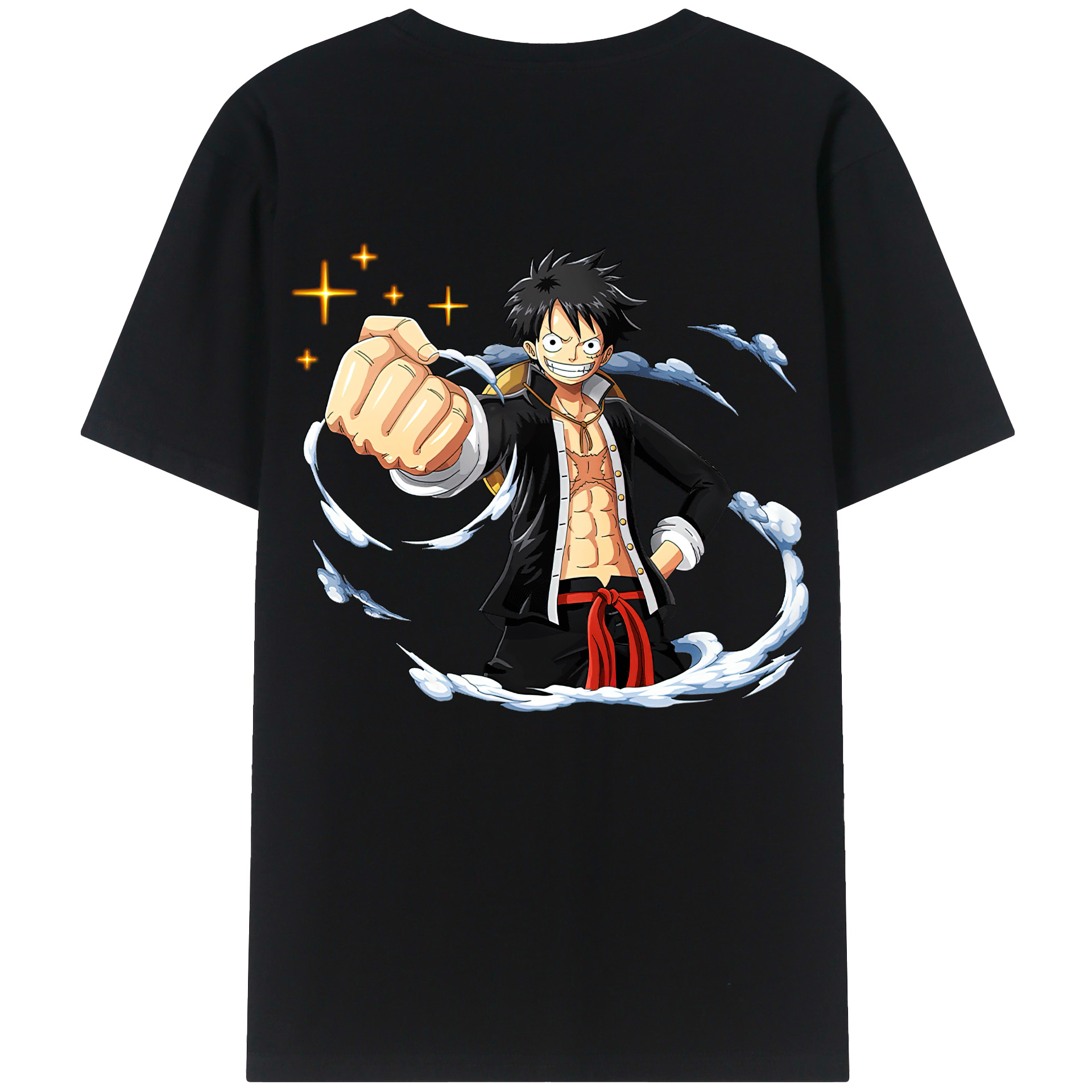ワンピース モンキー・D・ルフィ ONE PIECE Monkey D. Luffy 綿100％ メンズ半袖Tシャツ（バックプリント） 通気性