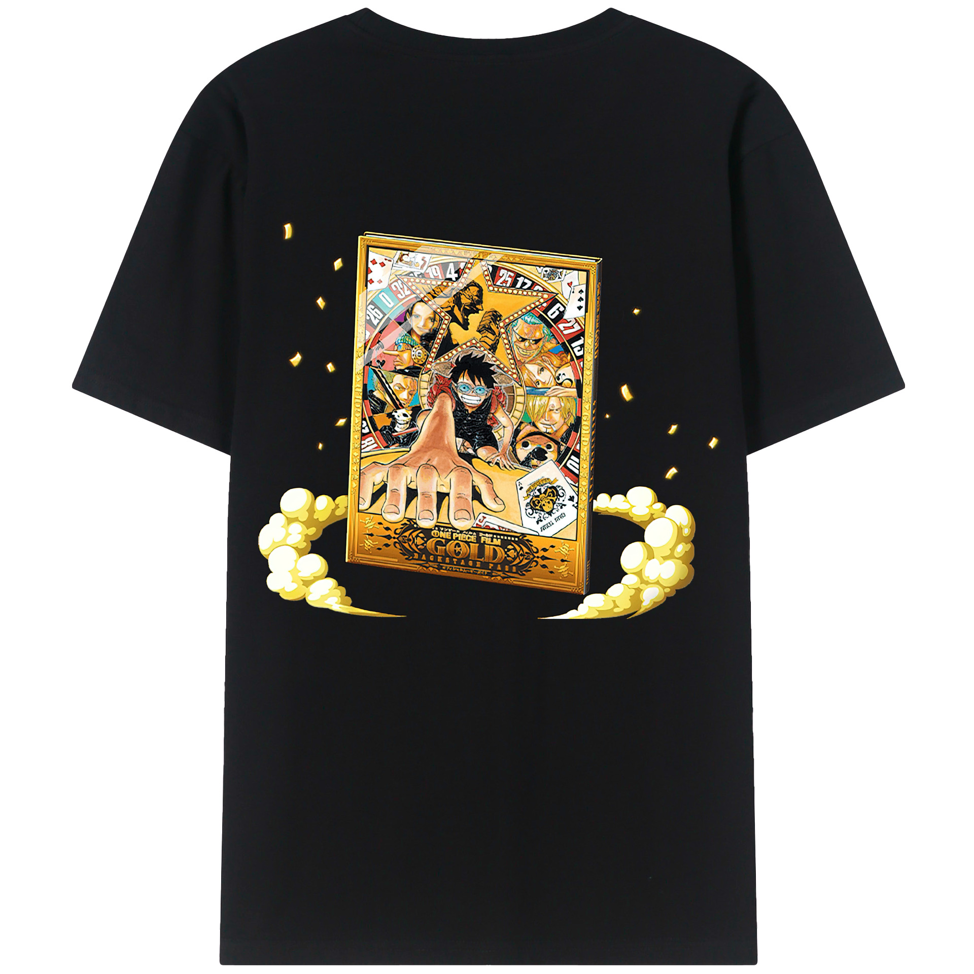 ワンピース モンキー・D・ルフィ ONE PIECE Monkey D. Luffy 綿100％ メンズ半袖Tシャツ（バックプリント） 通気性