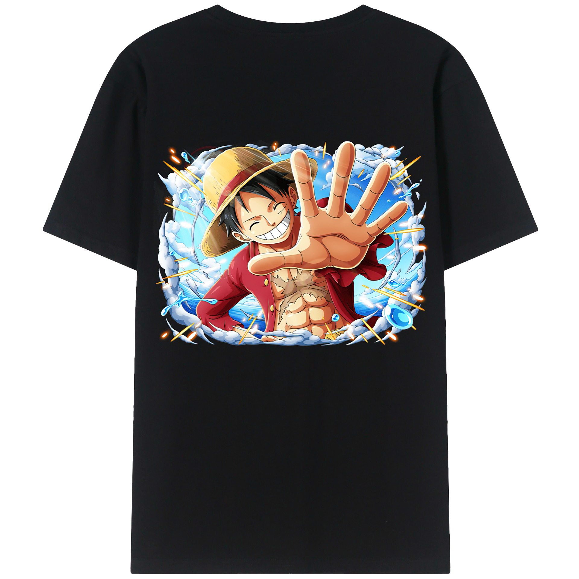 ワンピース モンキー・D・ルフィ ONE PIECE Monkey D. Luffy 綿100％ メンズ半袖Tシャツ（バックプリント） 通気性