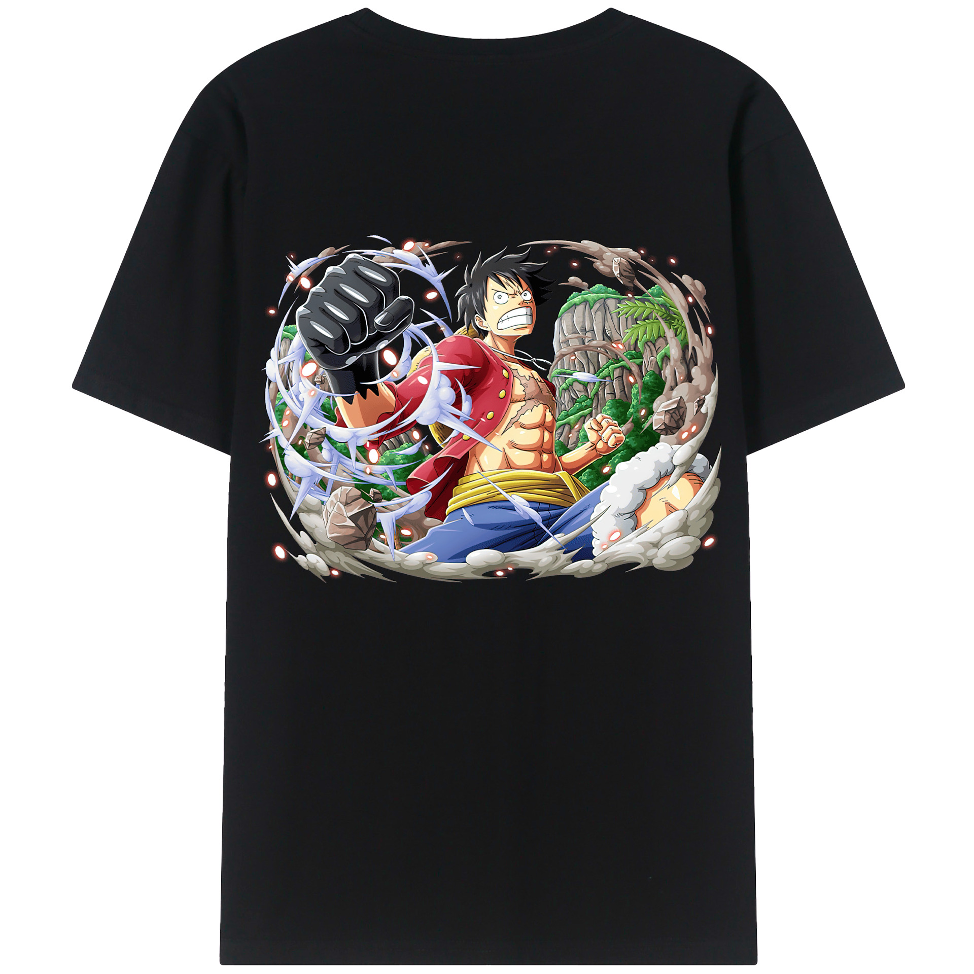 ワンピース モンキー・D・ルフィ ONE PIECE Monkey D. Luffy 綿100％ メンズ半袖Tシャツ（バックプリント） 通気性