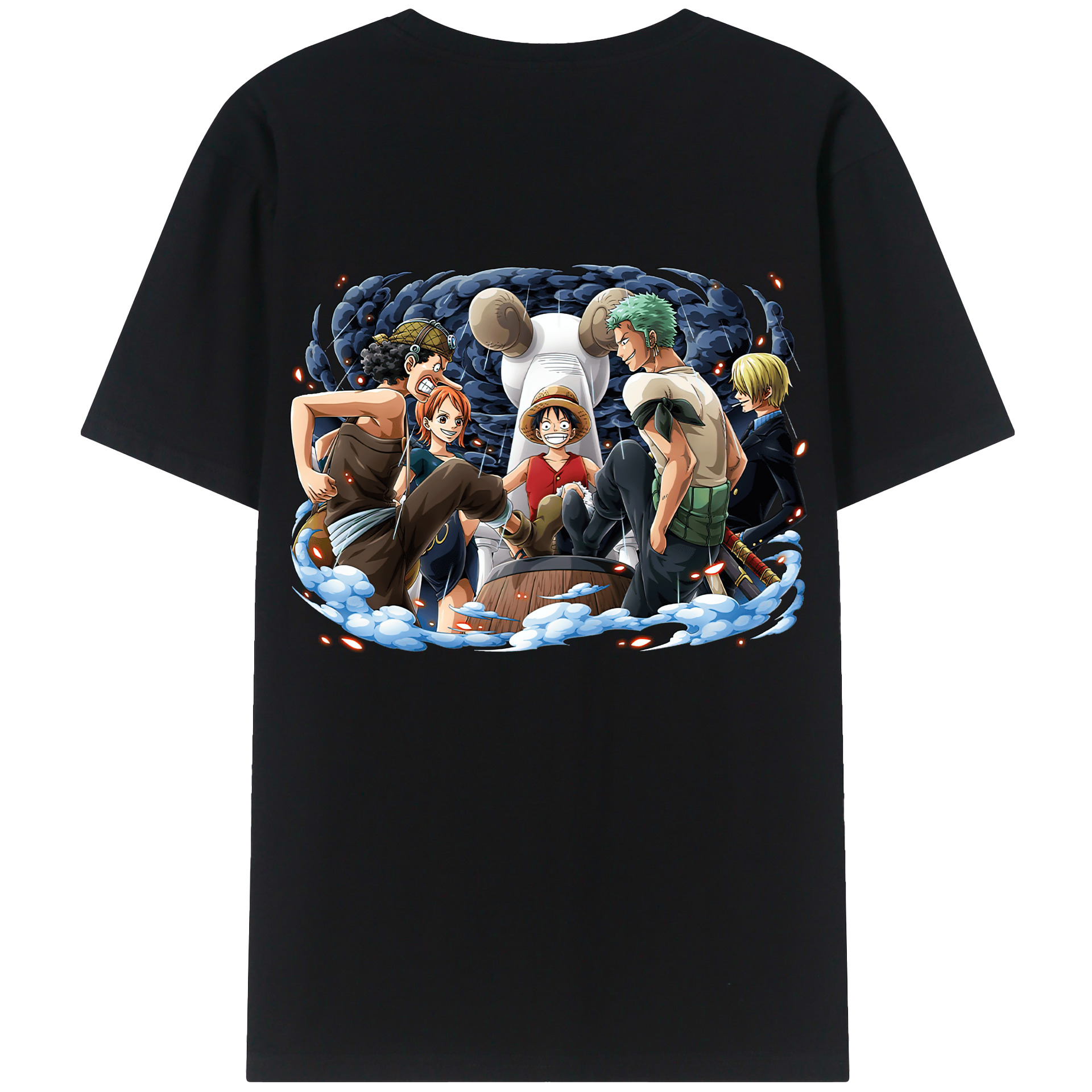 ワンピース モンキー・D・ルフィ ONE PIECE Monkey D. Luffy 綿100％ メンズ半袖Tシャツ（バックプリント） 通気性