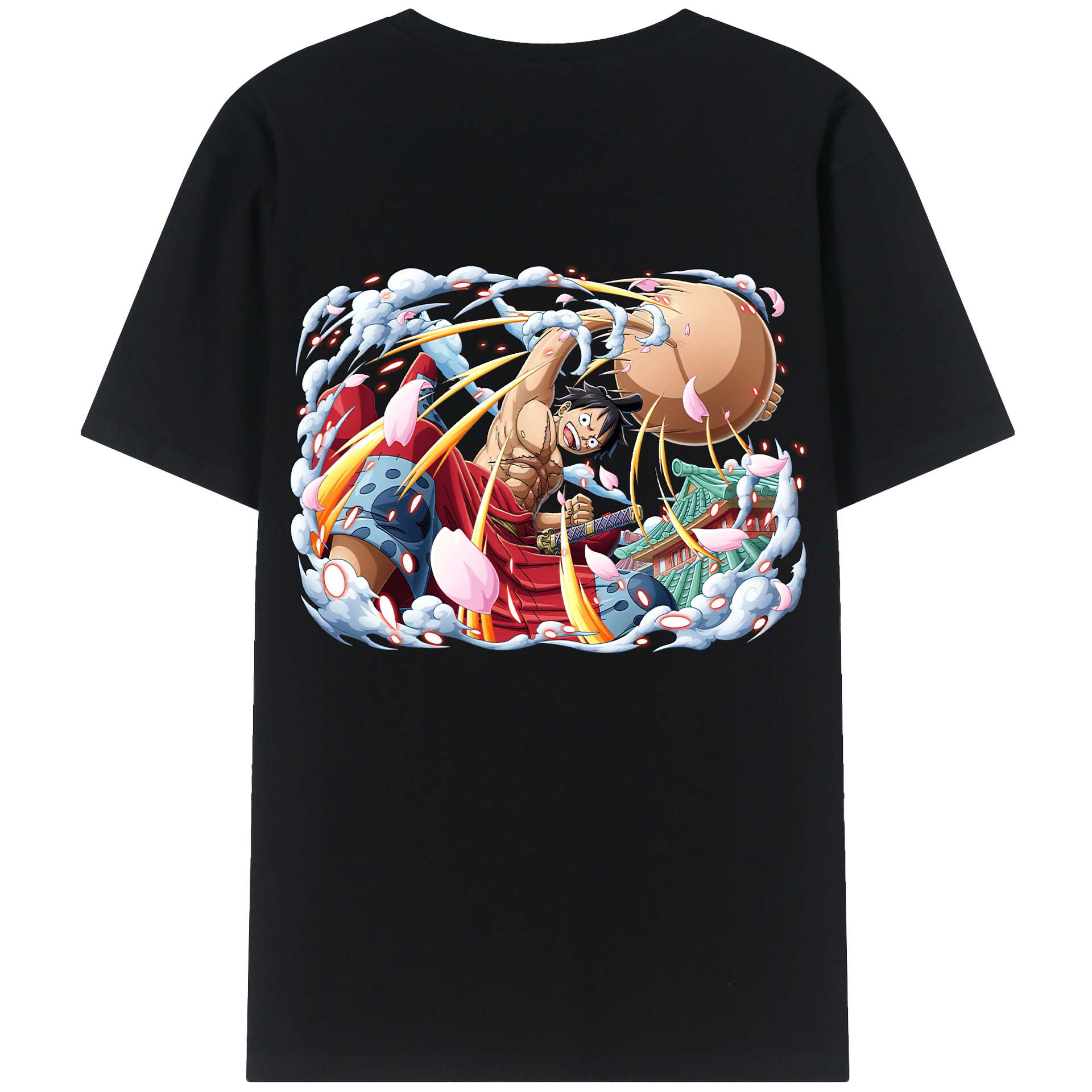ワンピース モンキー・D・ルフィ ONE PIECE Monkey D. Luffy 綿100％ メンズ半袖Tシャツ（バックプリント） 通気性