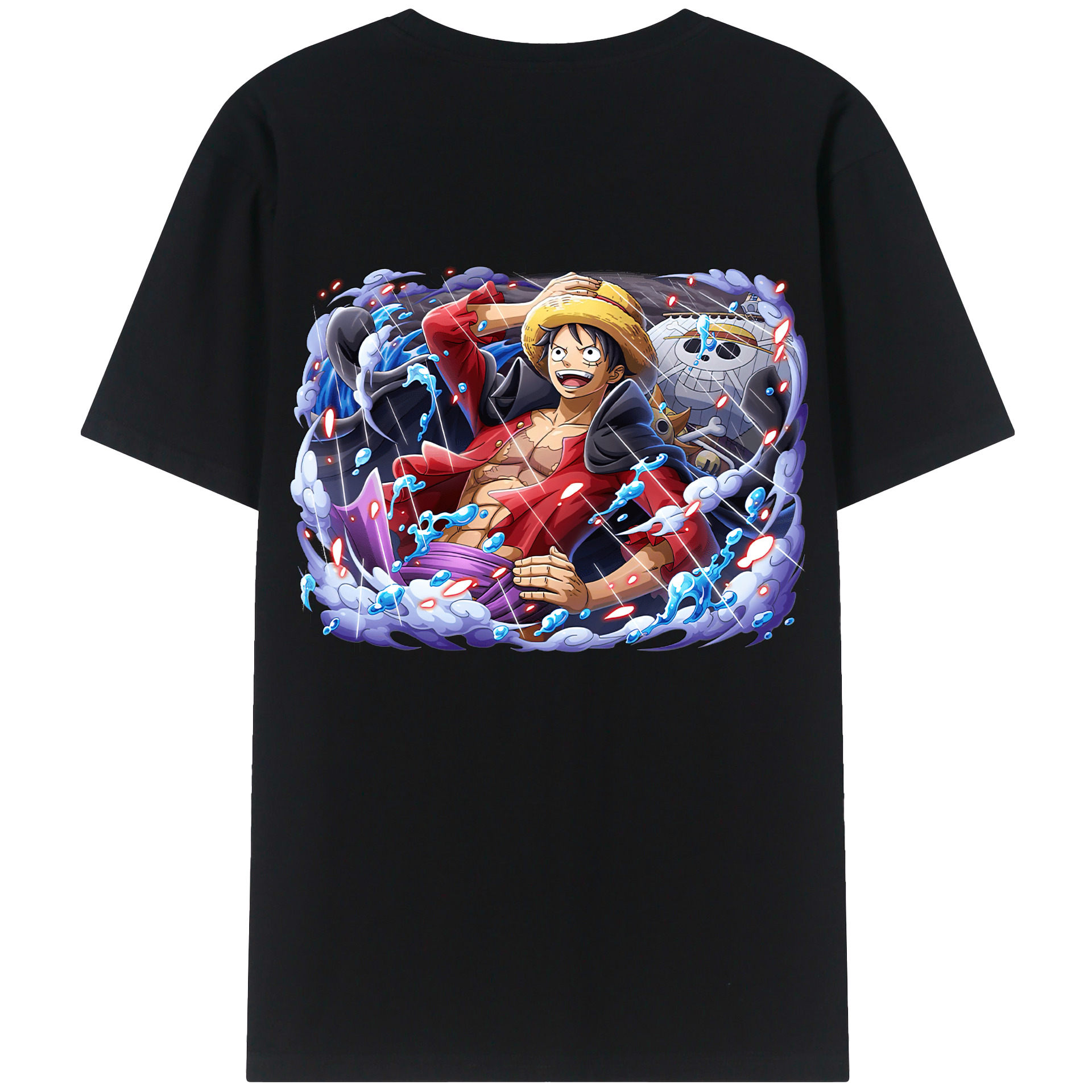 ワンピース モンキー・D・ルフィ ONE PIECE Monkey D. Luffy 綿100％ メンズ半袖Tシャツ（バックプリント） 通気性