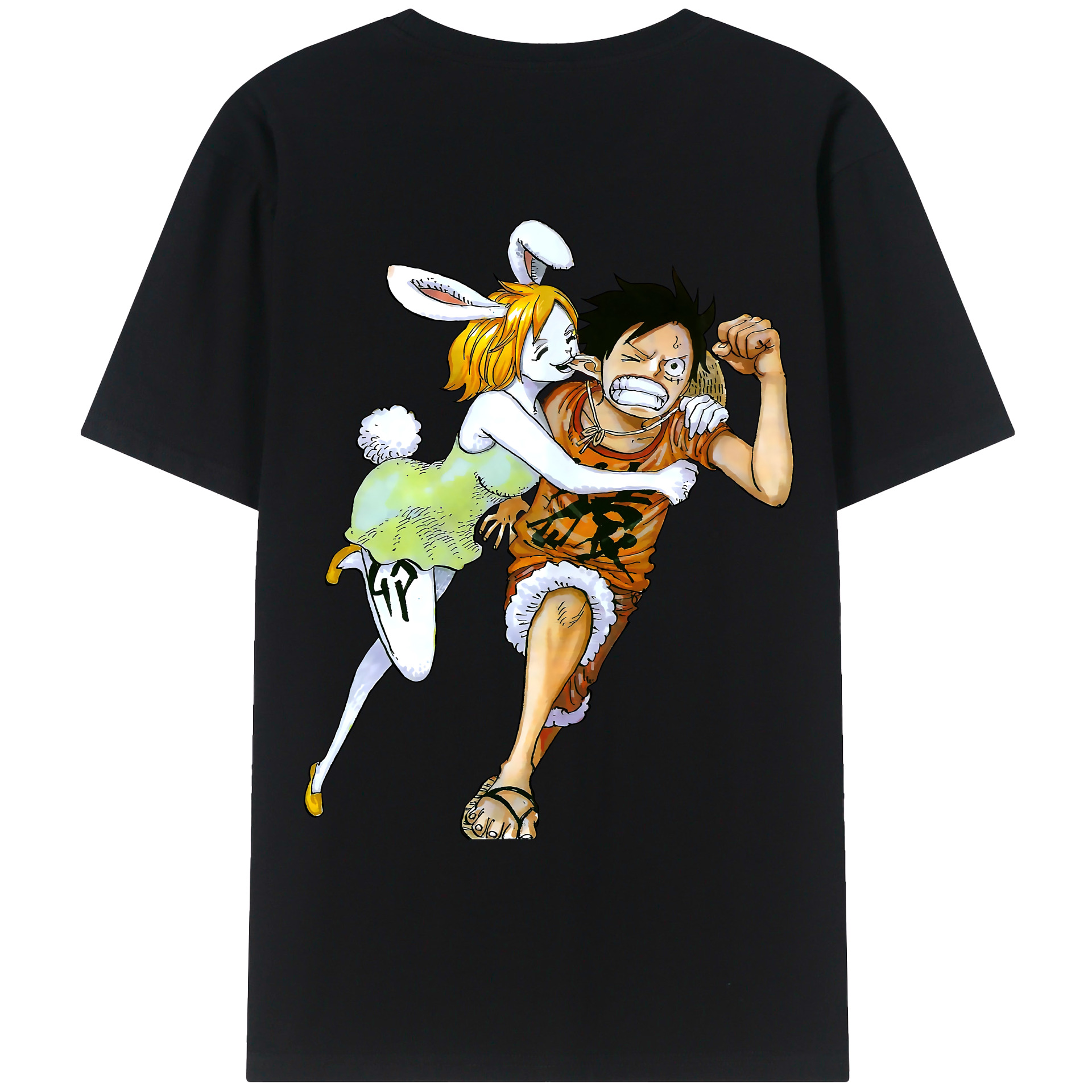 ワンピース モンキー・D・ルフィ ONE PIECE Monkey D. Luffy 綿100％ メンズ半袖Tシャツ（バックプリント） 通気性