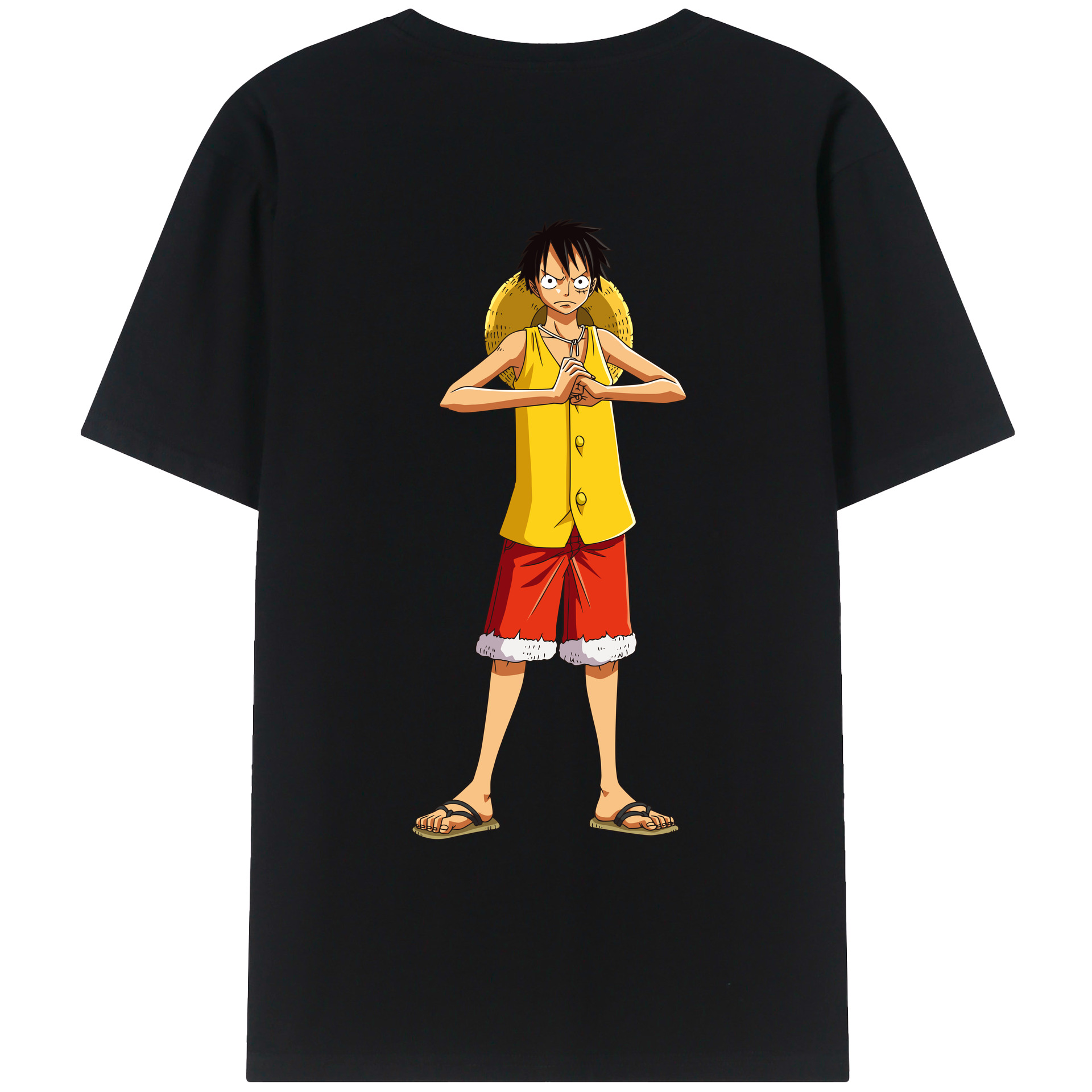 ワンピース モンキー・D・ルフィ ONE PIECE Monkey D. Luffy 綿100％ メンズ半袖Tシャツ（バックプリント） 通気性