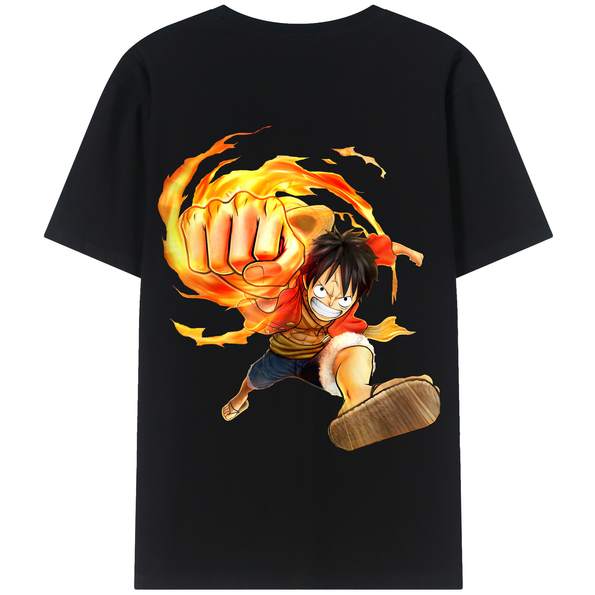 （画像用） ワンピース モンキー・D・ルフィ ONE PIECE Monkey D. Luffy 綿100％ メンズ半袖Tシャツ（バックプリント） 通気性