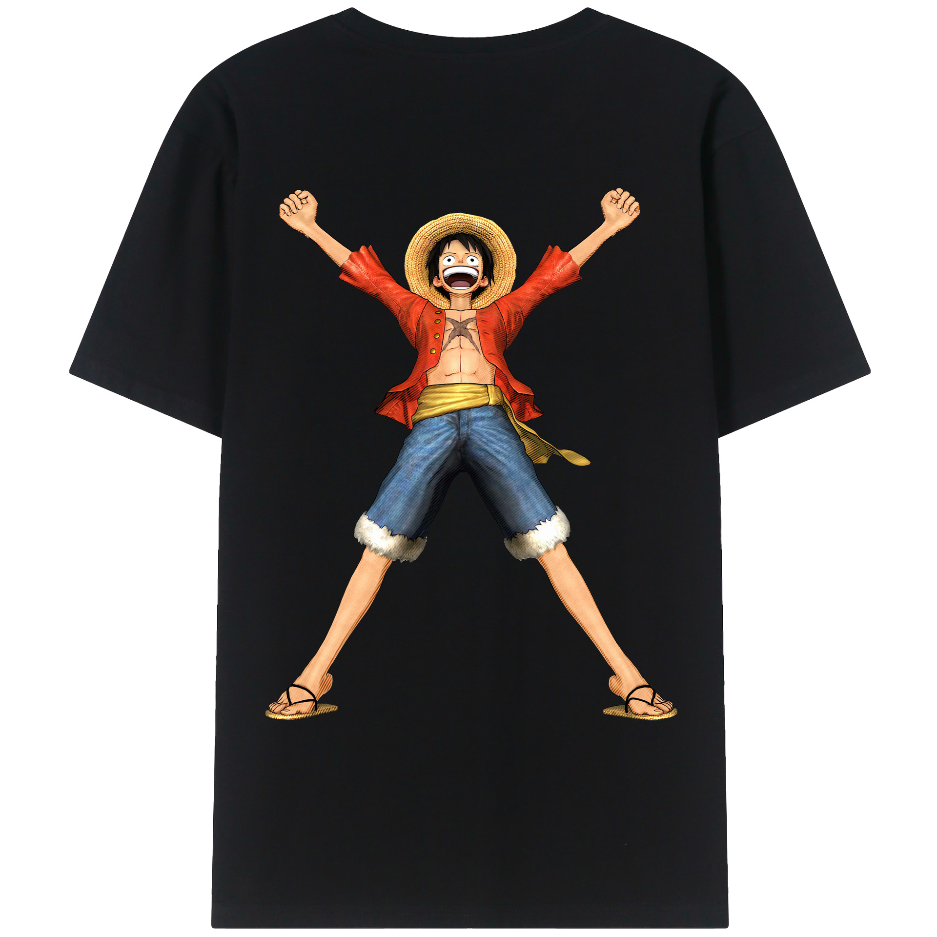 ワンピース モンキー・D・ルフィ ONE PIECE Monkey D. Luffy 綿100％ メンズ半袖Tシャツ（バックプリント） 通気性