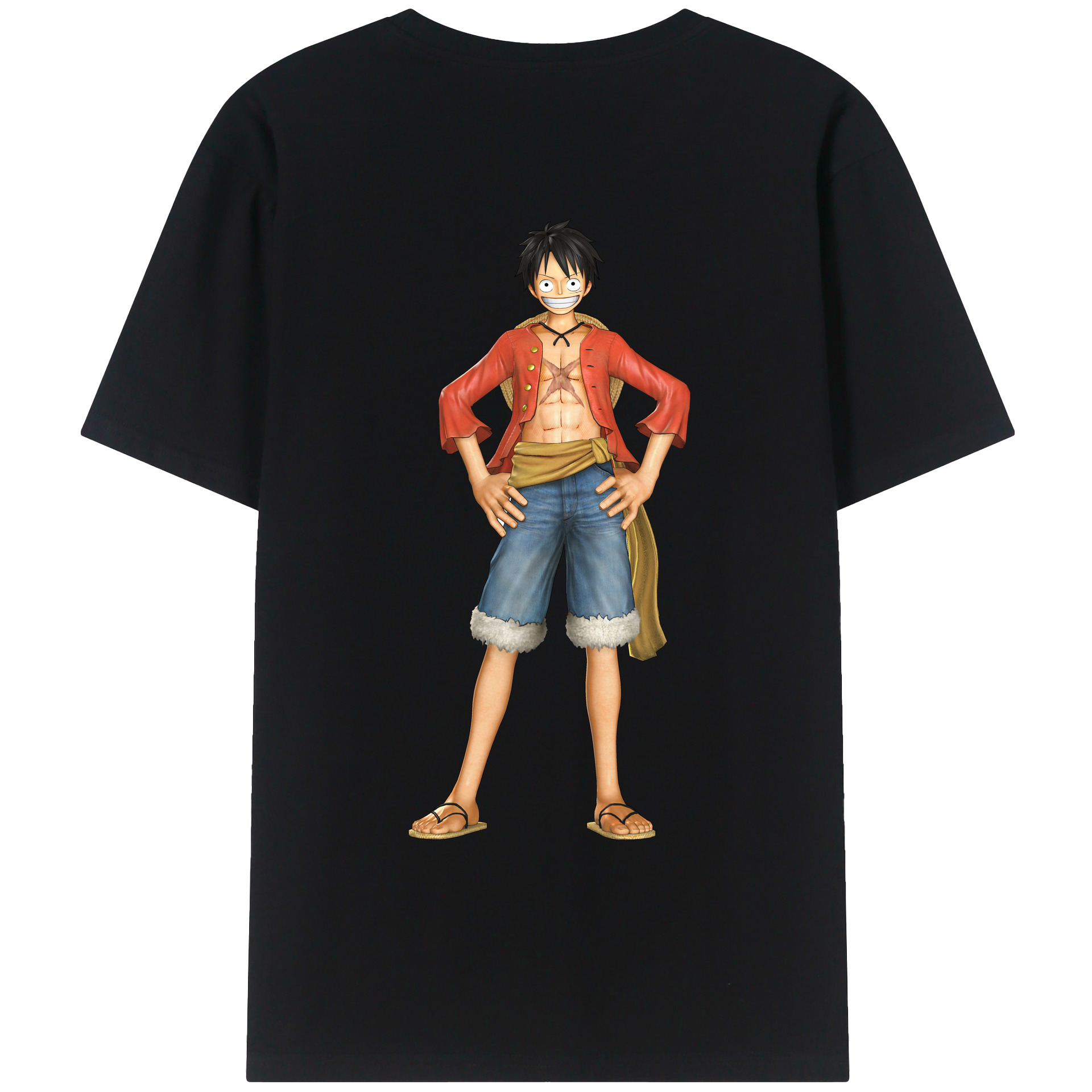 ワンピース モンキー・D・ルフィ ONE PIECE Monkey D. Luffy 綿100％ メンズ半袖Tシャツ（バックプリント） 通気性