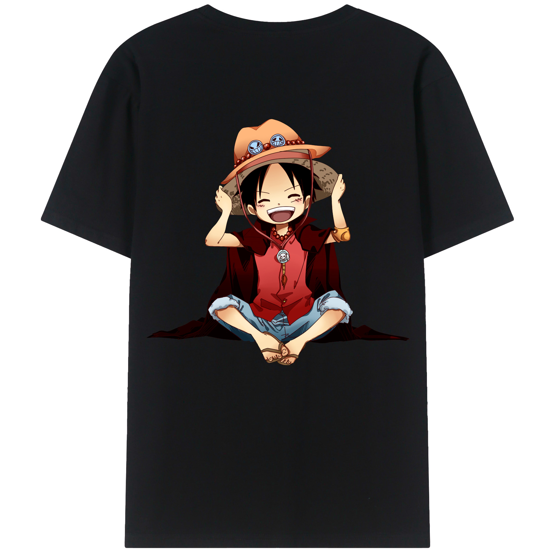 ワンピース モンキー・D・ルフィ ONE PIECE Monkey D. Luffy 綿100％ メンズ半袖Tシャツ（バックプリント） 通気性