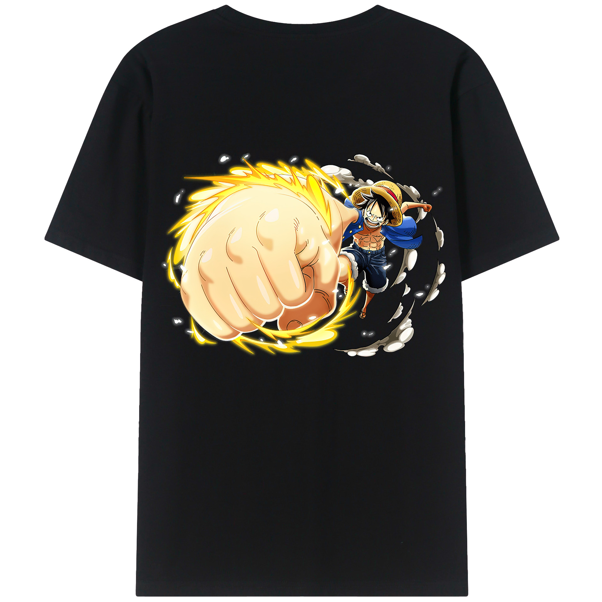 （画像用） ワンピース モンキー・D・ルフィ ONE PIECE Monkey D. Luffy 綿100％ メンズ半袖Tシャツ（バックプリント） 通気性