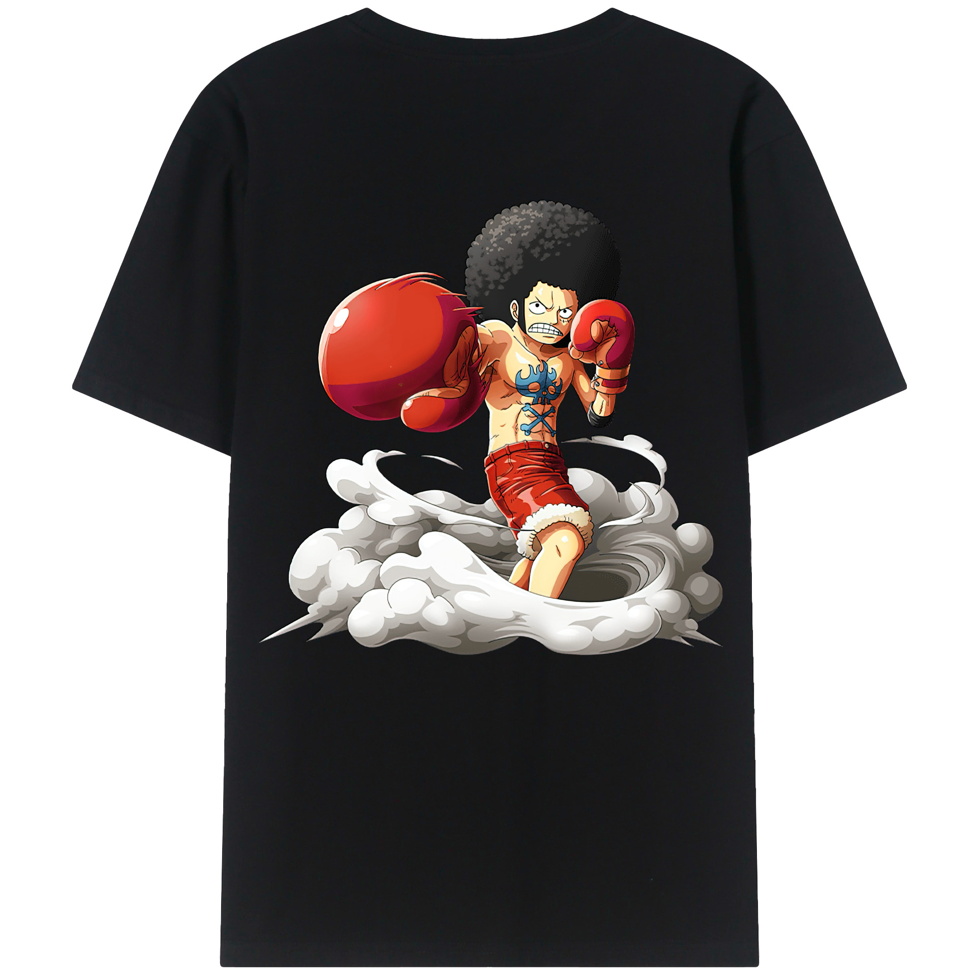 ワンピース モンキー・D・ルフィ ONE PIECE Monkey D. Luffy 綿100％ メンズ半袖Tシャツ（バックプリント） 通気性