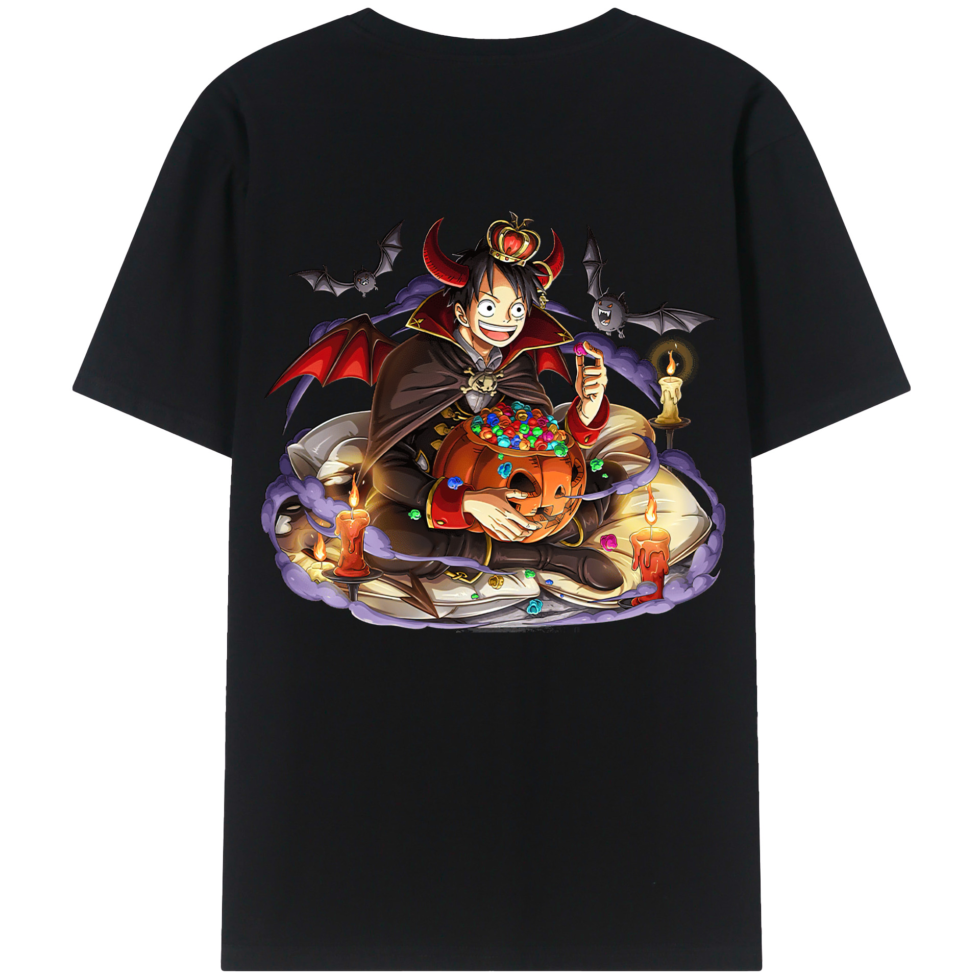 ワンピース モンキー・D・ルフィ ONE PIECE Monkey D. Luffy 綿100％ メンズ半袖Tシャツ（バックプリント） 通気性