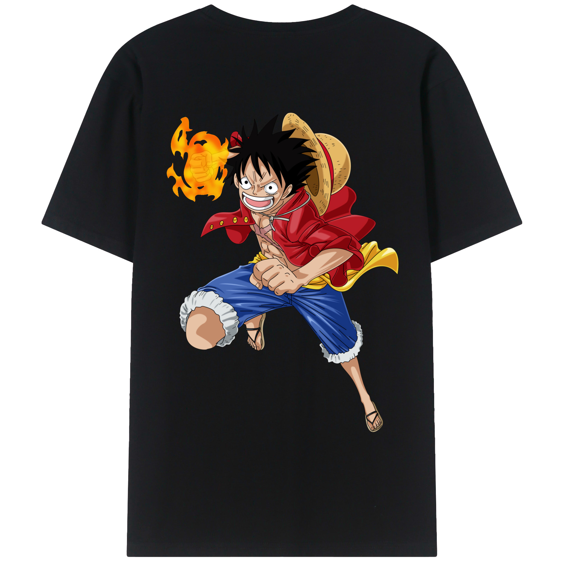 ワンピース モンキー・D・ルフィ ONE PIECE Monkey D. Luffy 綿100％ メンズ半袖Tシャツ（バックプリント） 通気性