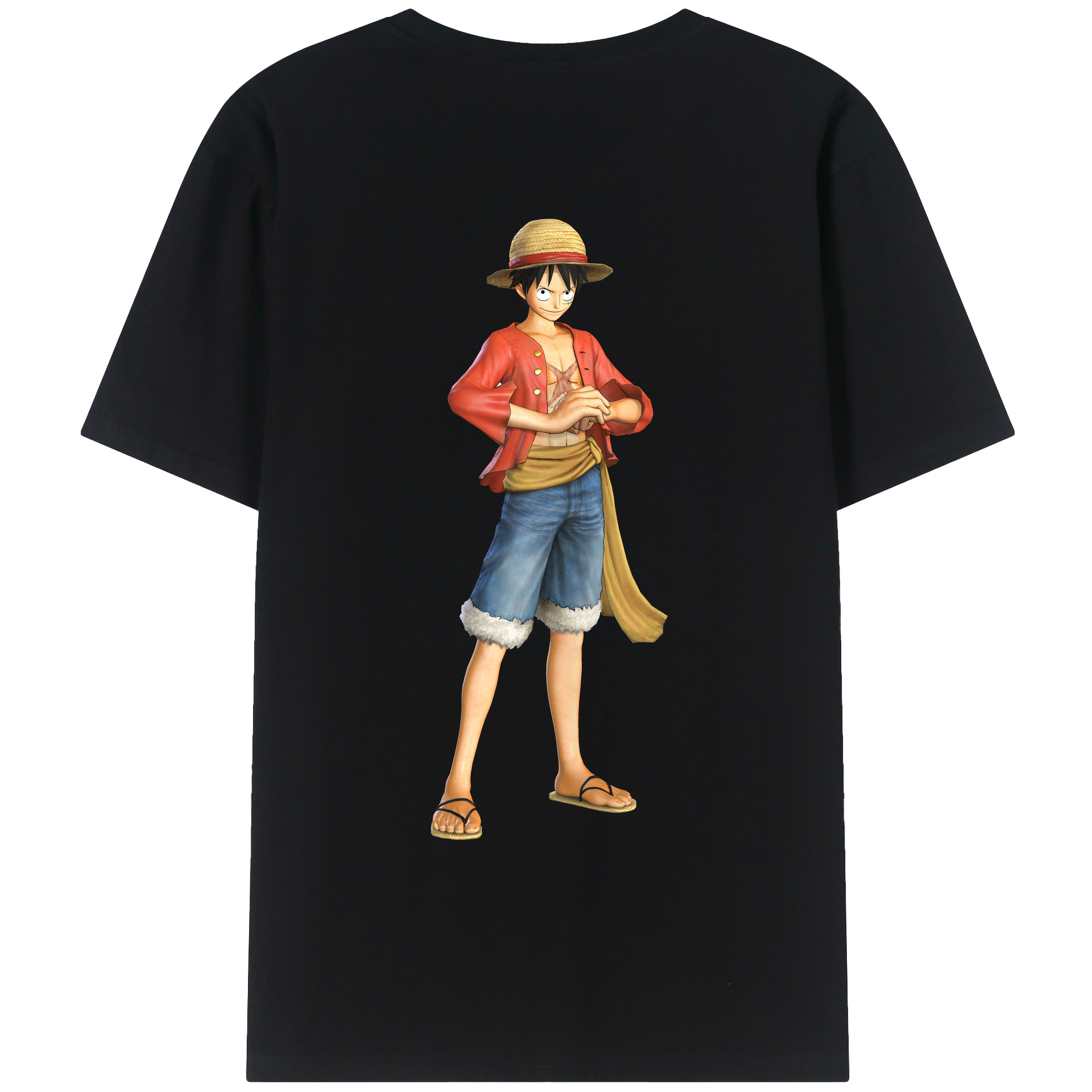 ワンピース モンキー・D・ルフィ ONE PIECE Monkey D. Luffy 綿100％ メンズ半袖Tシャツ（バックプリント） 通気性
