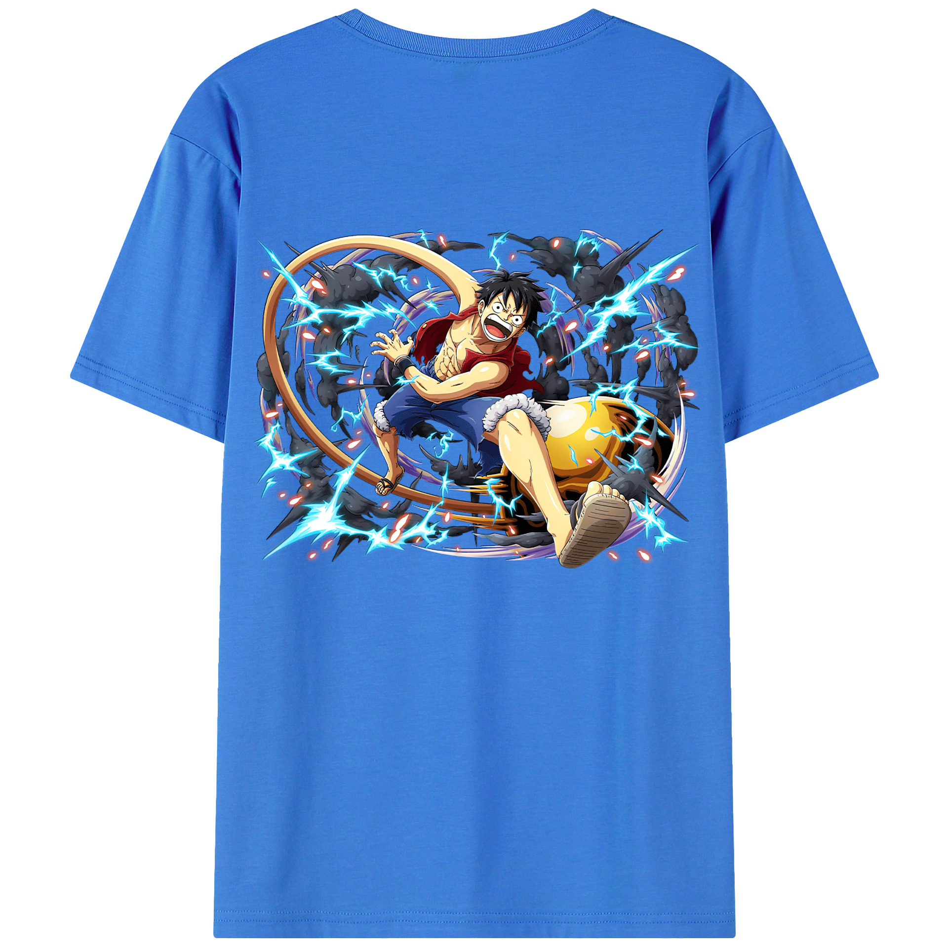 ワンピース モンキー・D・ルフィ ONE PIECE Monkey D. Luffy 綿100％ メンズ半袖Tシャツ（バックプリント） 通気性