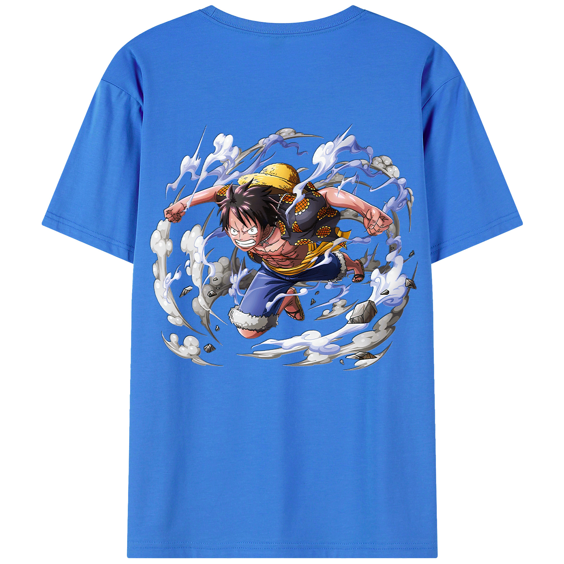 ワンピース モンキー・D・ルフィ ONE PIECE Monkey D. Luffy 綿100％ メンズ半袖Tシャツ（バックプリント） 通気性