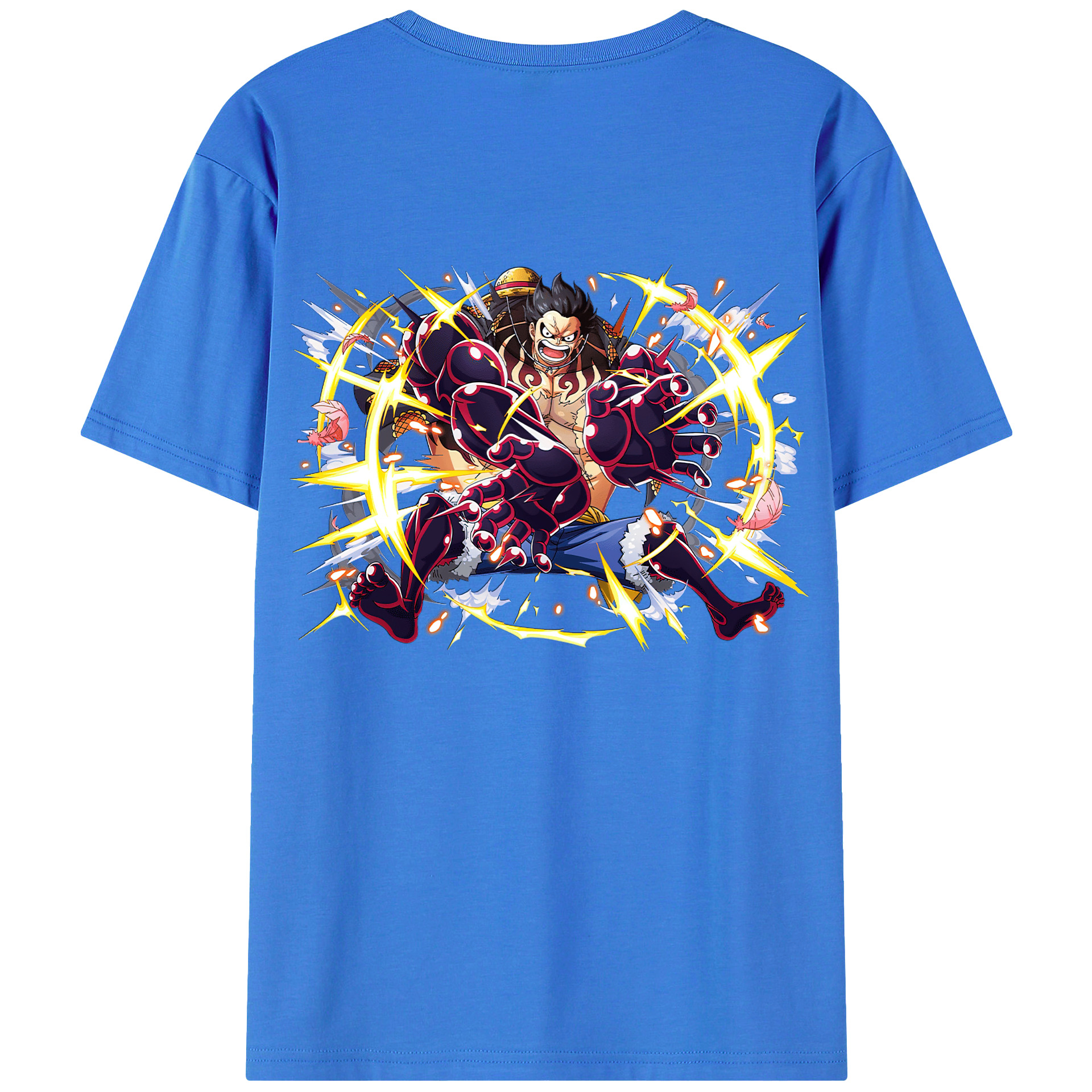 ワンピース モンキー・D・ルフィ ONE PIECE Monkey D. Luffy 綿100％ メンズ半袖Tシャツ（バックプリント） 通気性