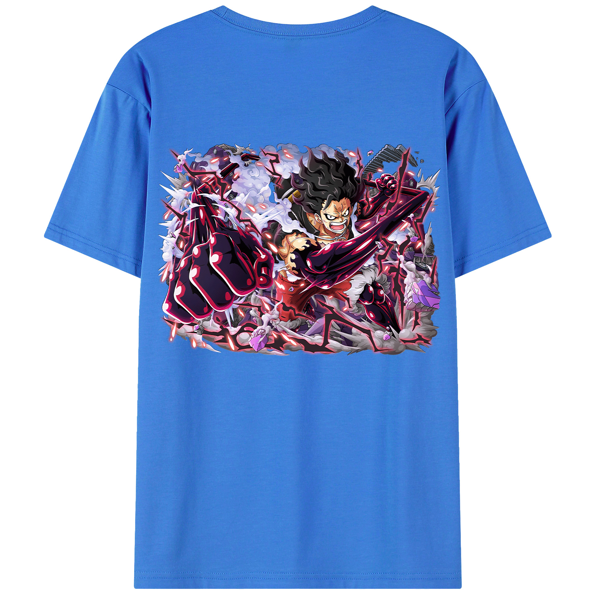 ワンピース モンキー・D・ルフィ ONE PIECE Monkey D. Luffy 綿100％ メンズ半袖Tシャツ（バックプリント） 通気性