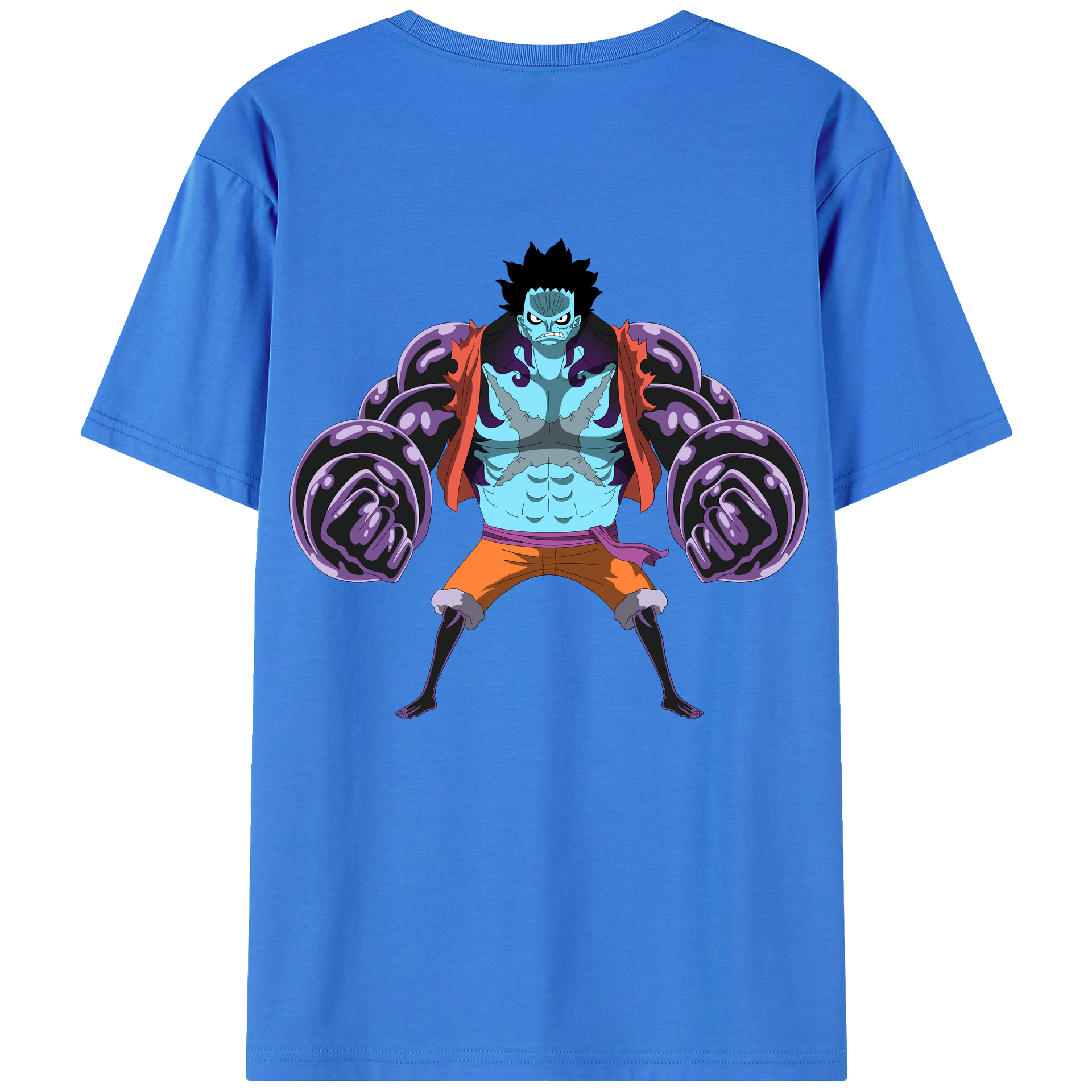 ワンピース モンキー・D・ルフィ ONE PIECE Monkey D. Luffy 綿100％ メンズ半袖Tシャツ（バックプリント） 通気性
