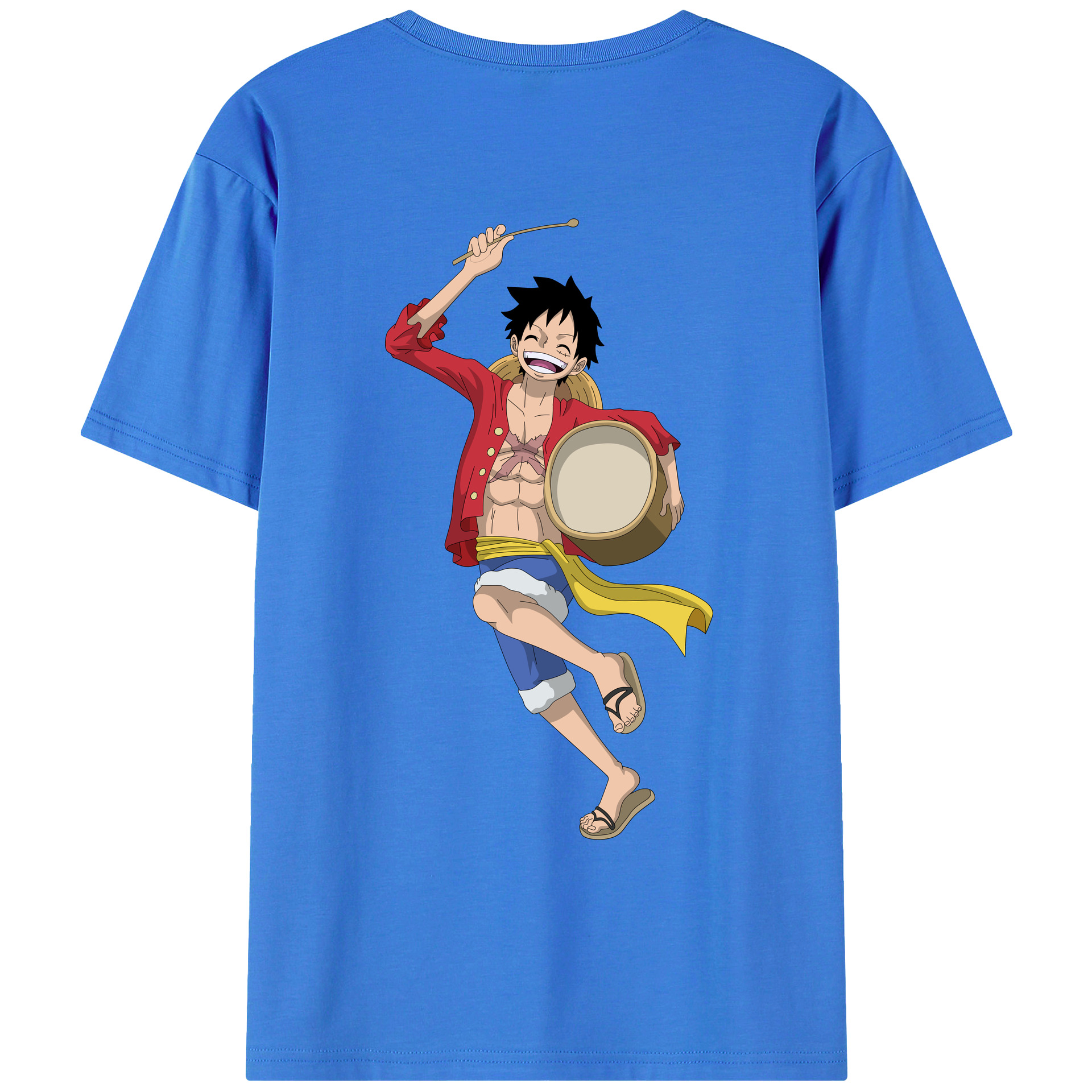 ワンピース モンキー・D・ルフィ ONE PIECE Monkey D. Luffy 綿100％ メンズ半袖Tシャツ（バックプリント） 通気性