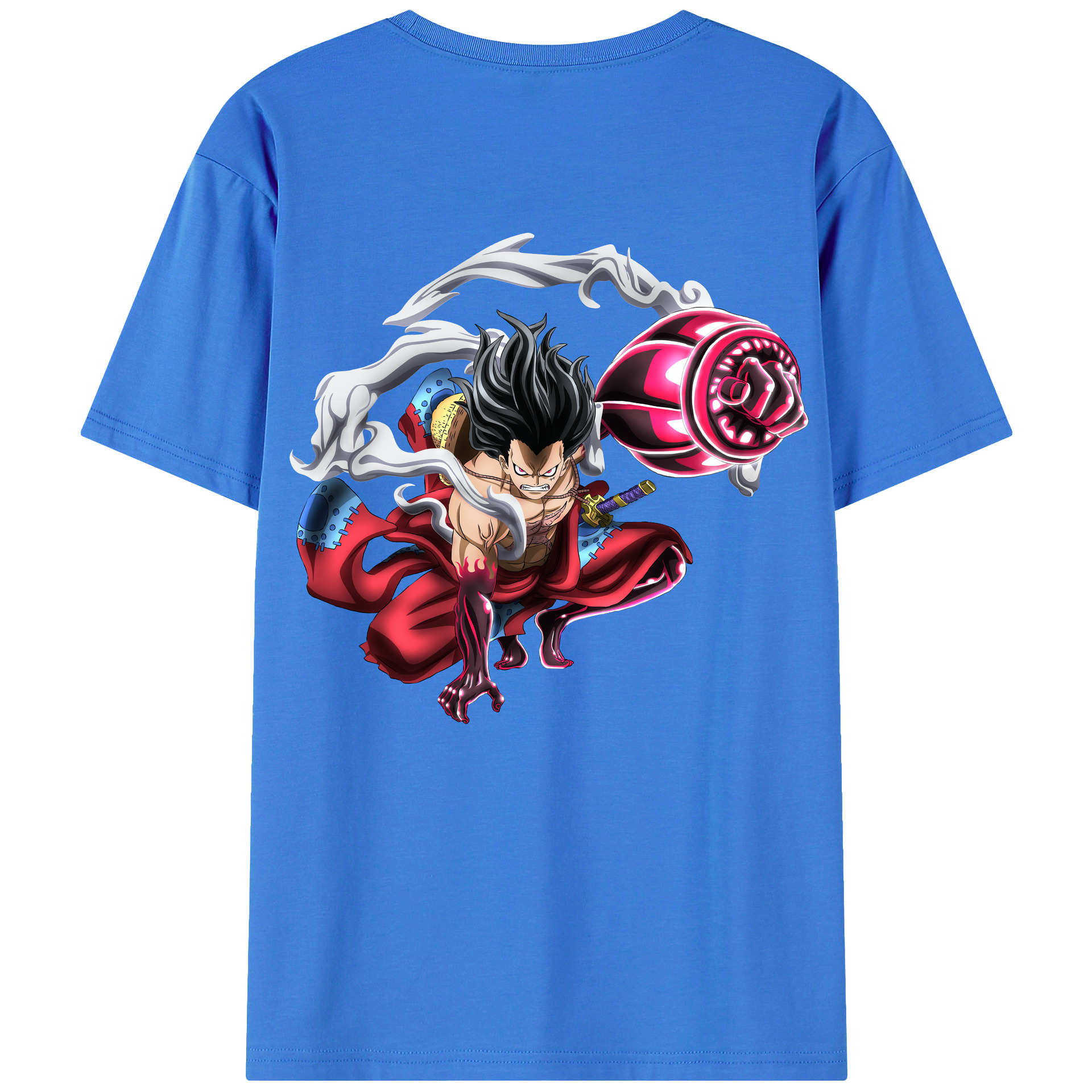 ワンピース モンキー・D・ルフィ ONE PIECE Monkey D. Luffy 綿100％ メンズ半袖Tシャツ（バックプリント） 通気性