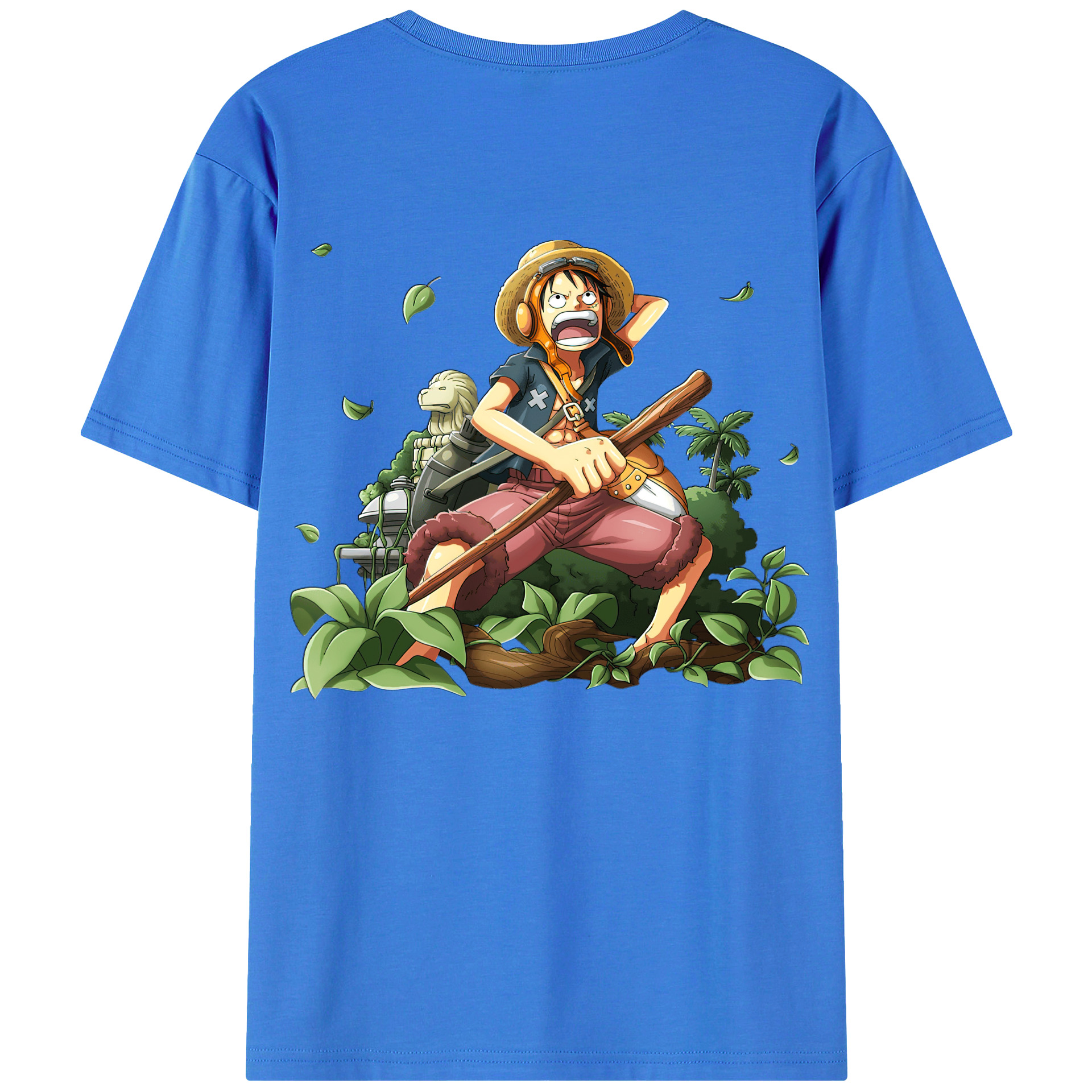 （画像用） ワンピース モンキー・D・ルフィ ONE PIECE Monkey D. Luffy 綿100％ メンズ半袖Tシャツ（バックプリント） 通気性