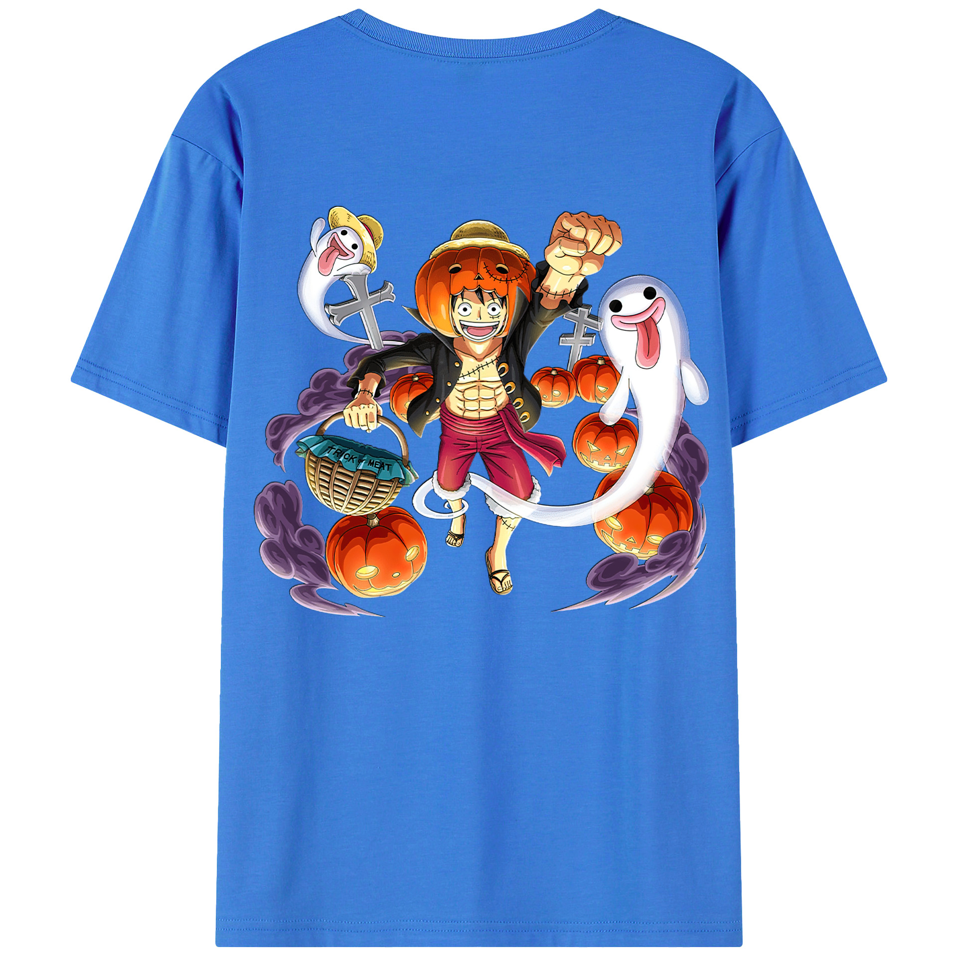 ワンピース モンキー・D・ルフィ ONE PIECE Monkey D. Luffy 綿100％ メンズ半袖Tシャツ（バックプリント） 通気性