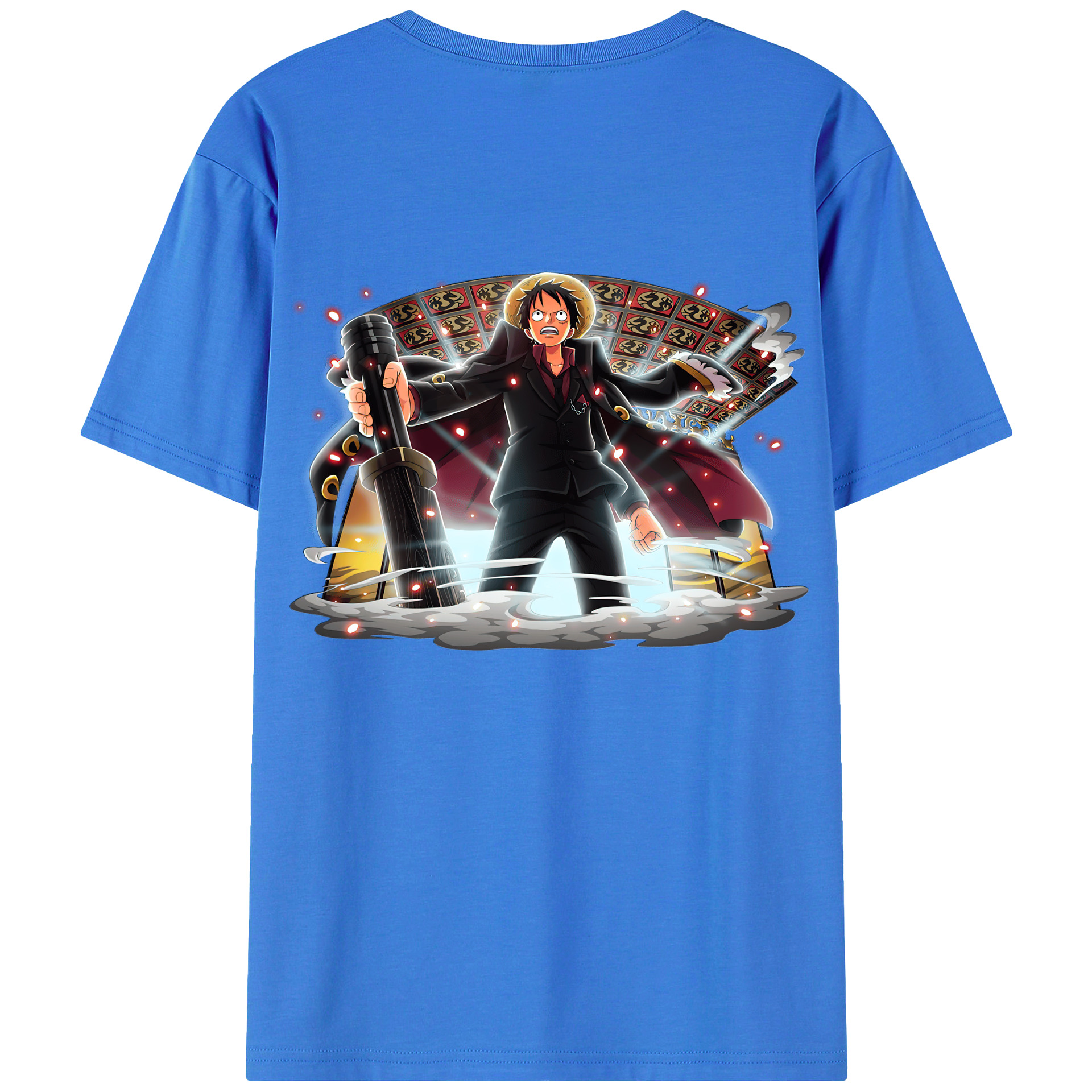 （画像用） ワンピース モンキー・D・ルフィ ONE PIECE Monkey D. Luffy 綿100％ メンズ半袖Tシャツ（バックプリント） 通気性