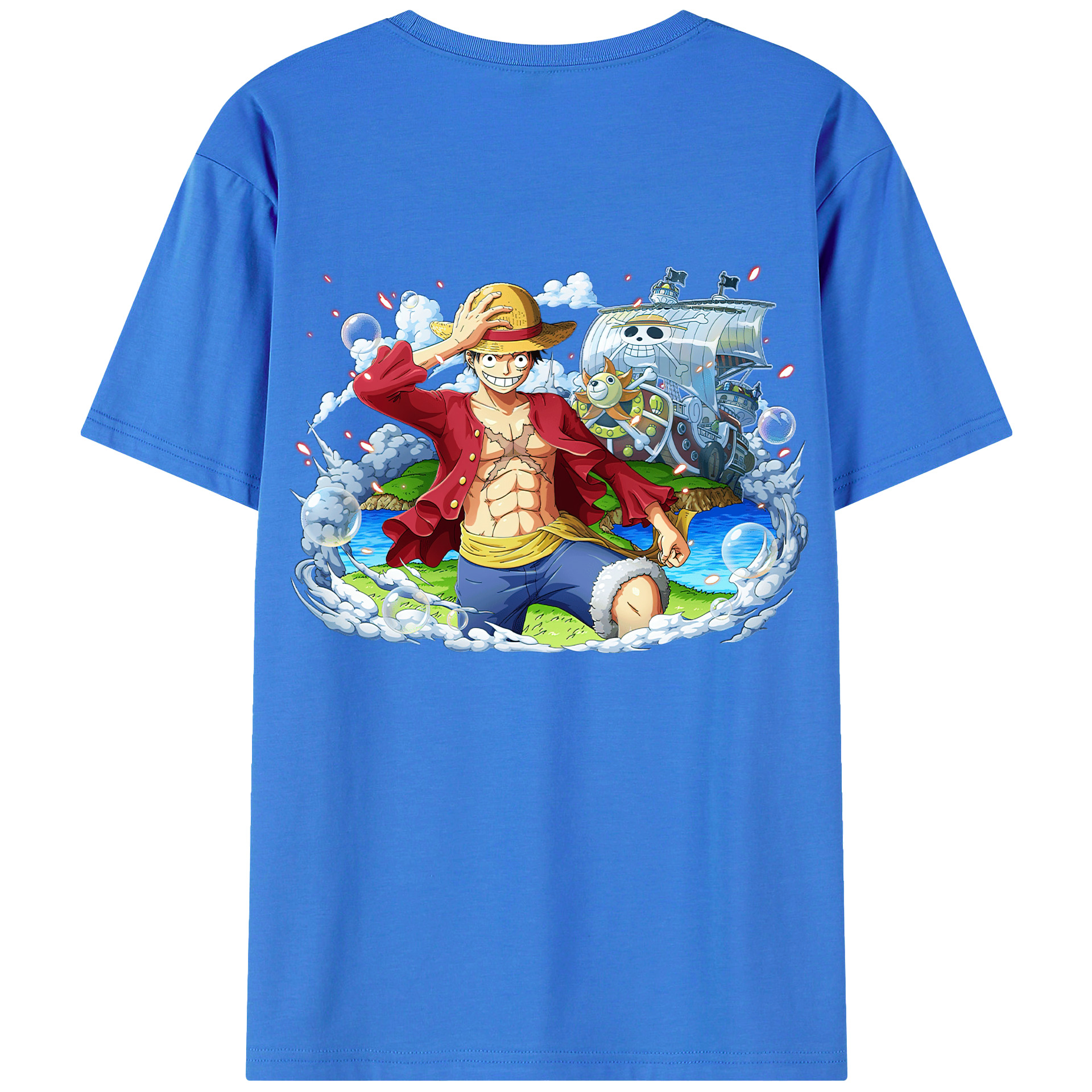 ワンピース モンキー・D・ルフィ ONE PIECE Monkey D. Luffy 綿100％ メンズ半袖Tシャツ（バックプリント） 通気性