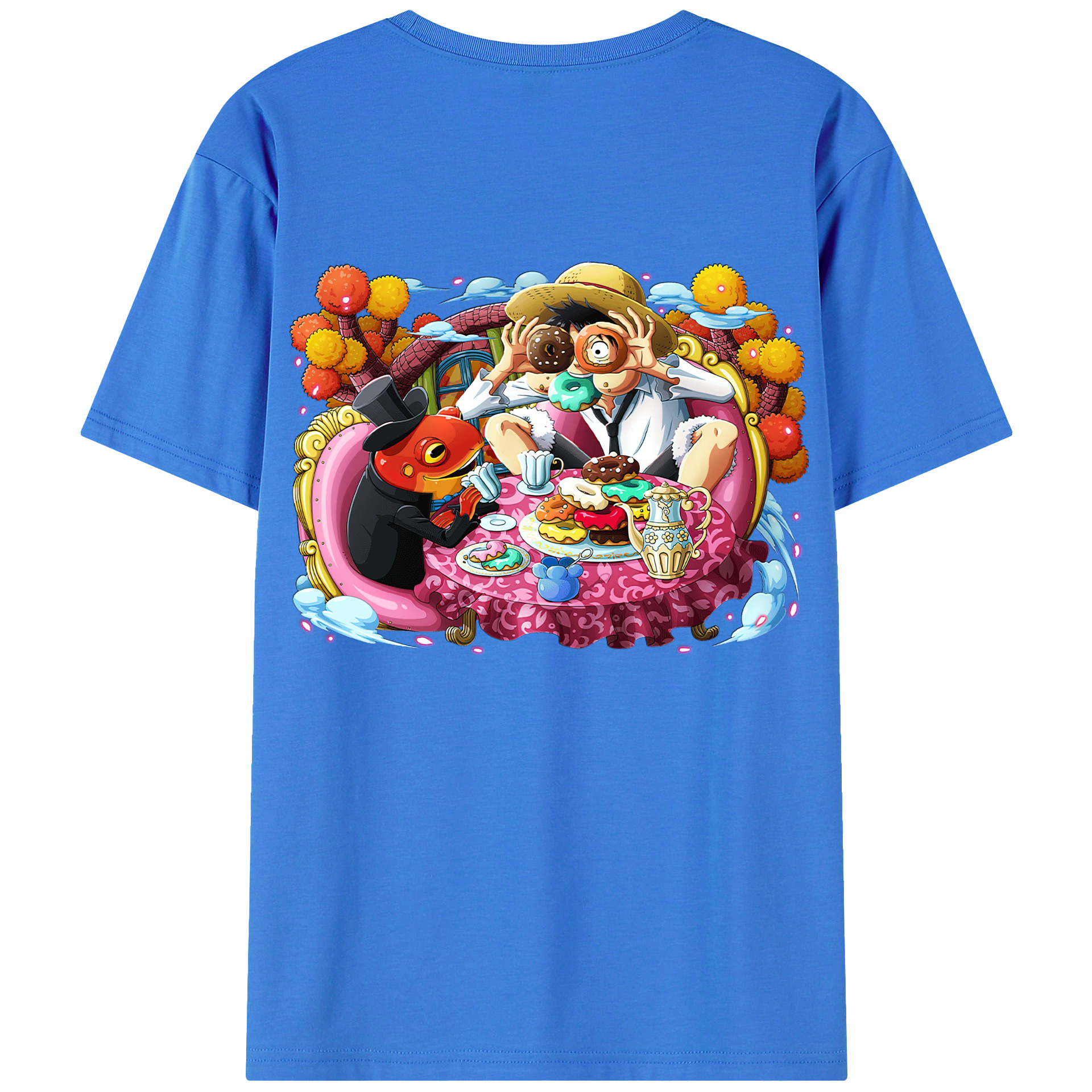 ワンピース モンキー・D・ルフィ ONE PIECE Monkey D. Luffy 綿100％ メンズ半袖Tシャツ（バックプリント） 通気性