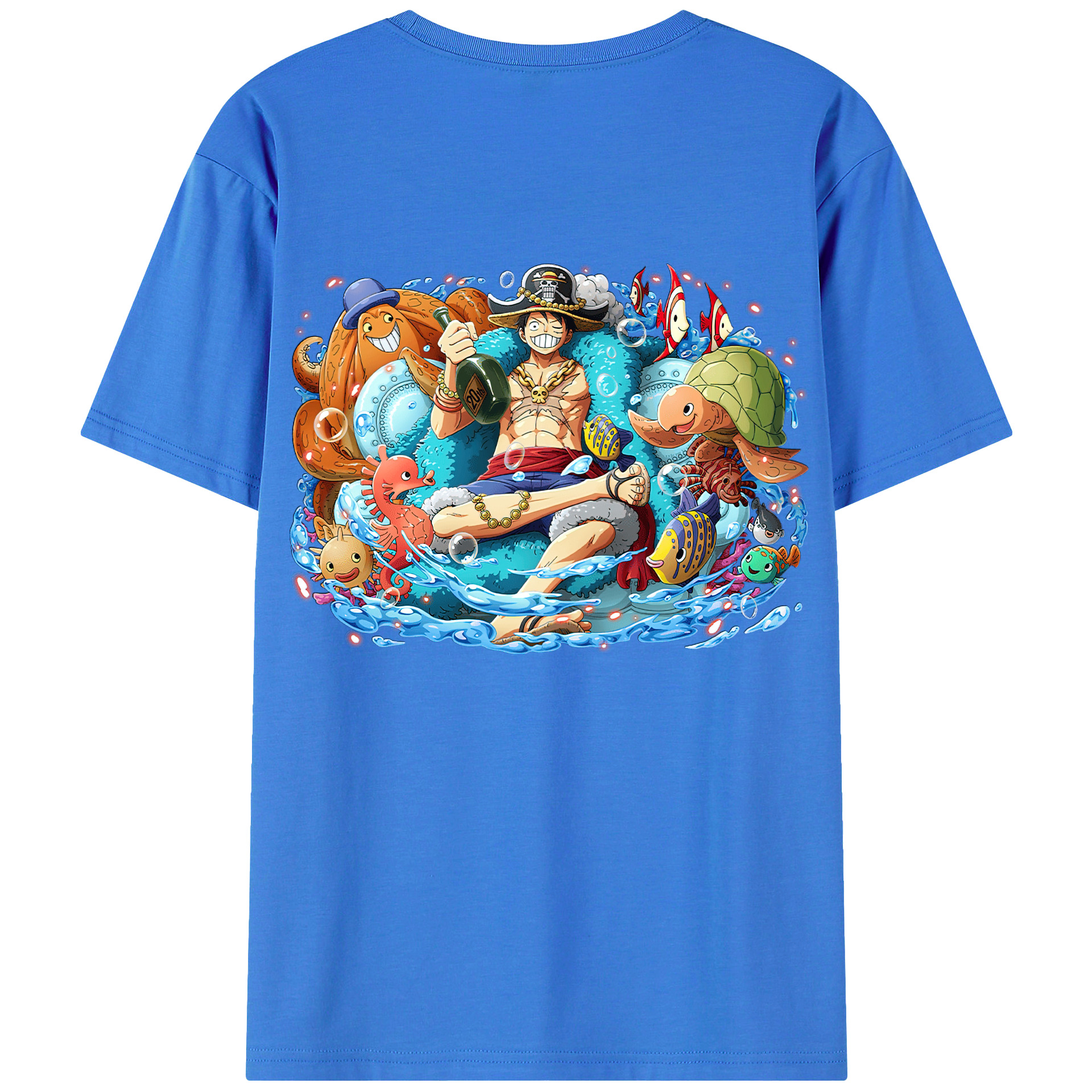 ワンピース モンキー・D・ルフィ ONE PIECE Monkey D. Luffy 綿100％ メンズ半袖Tシャツ（バックプリント） 通気性