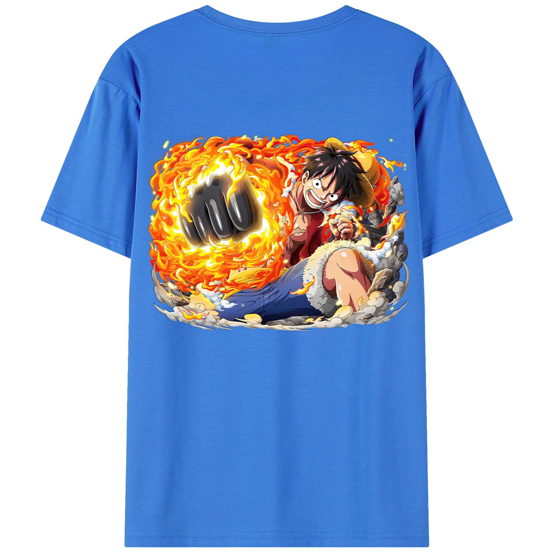 ワンピース モンキー・D・ルフィ ONE PIECE Monkey D. Luffy 綿100％ メンズ半袖Tシャツ（バックプリント） 通気性