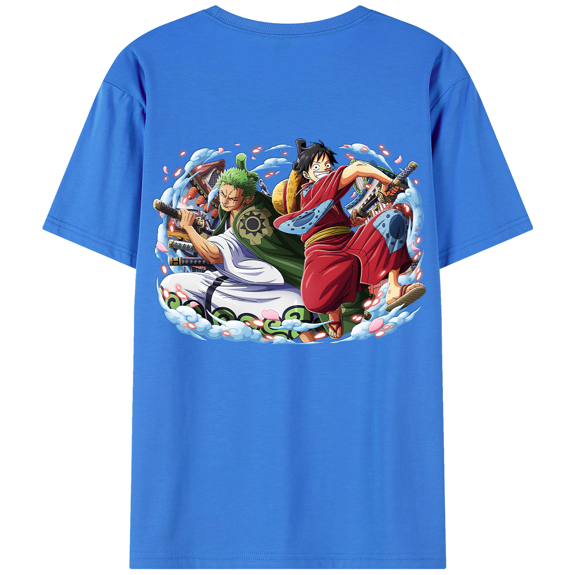 ワンピース モンキー・D・ルフィ ONE PIECE Monkey D. Luffy 綿100％ メンズ半袖Tシャツ（バックプリント） 通気性