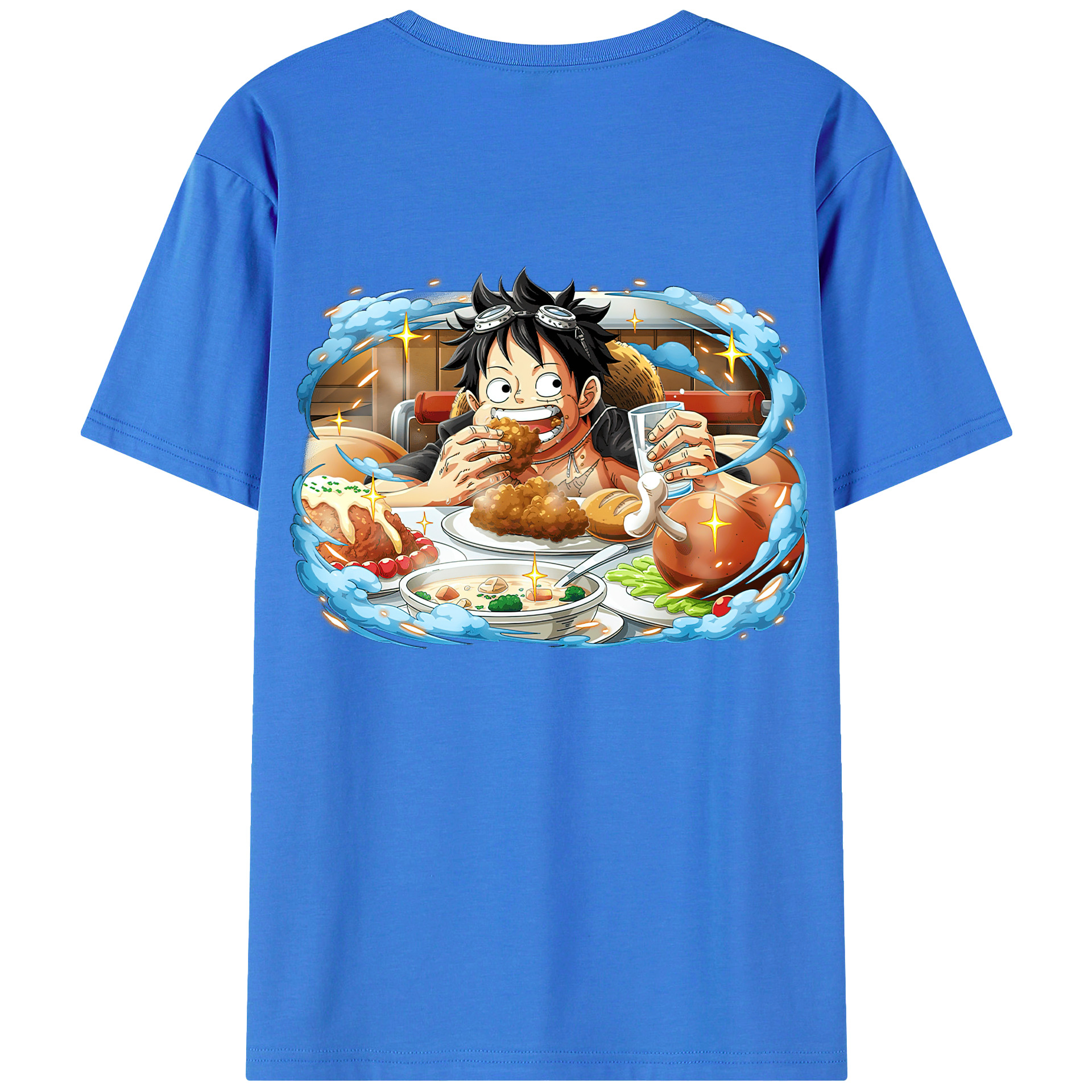 ワンピース モンキー・D・ルフィ ONE PIECE Monkey D. Luffy 綿100％ メンズ半袖Tシャツ（バックプリント） 通気性
