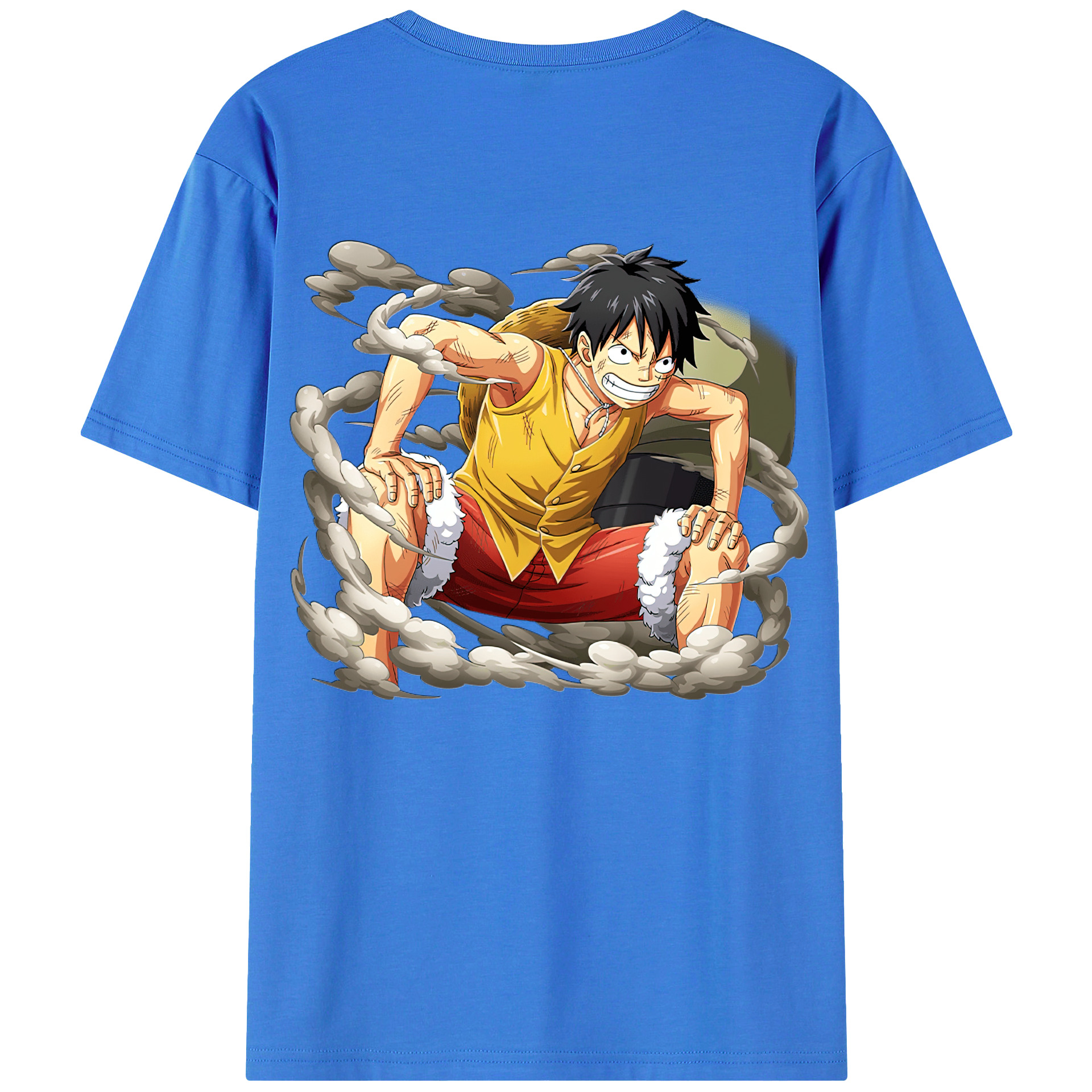 ワンピース モンキー・D・ルフィ ONE PIECE Monkey D. Luffy 綿100％ メンズ半袖Tシャツ（バックプリント） 通気性