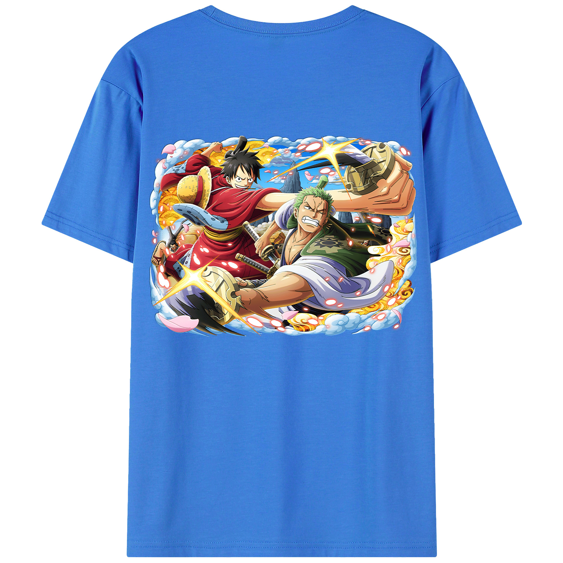 ワンピース モンキー・D・ルフィ ONE PIECE Monkey D. Luffy 綿100％ メンズ半袖Tシャツ（バックプリント） 通気性